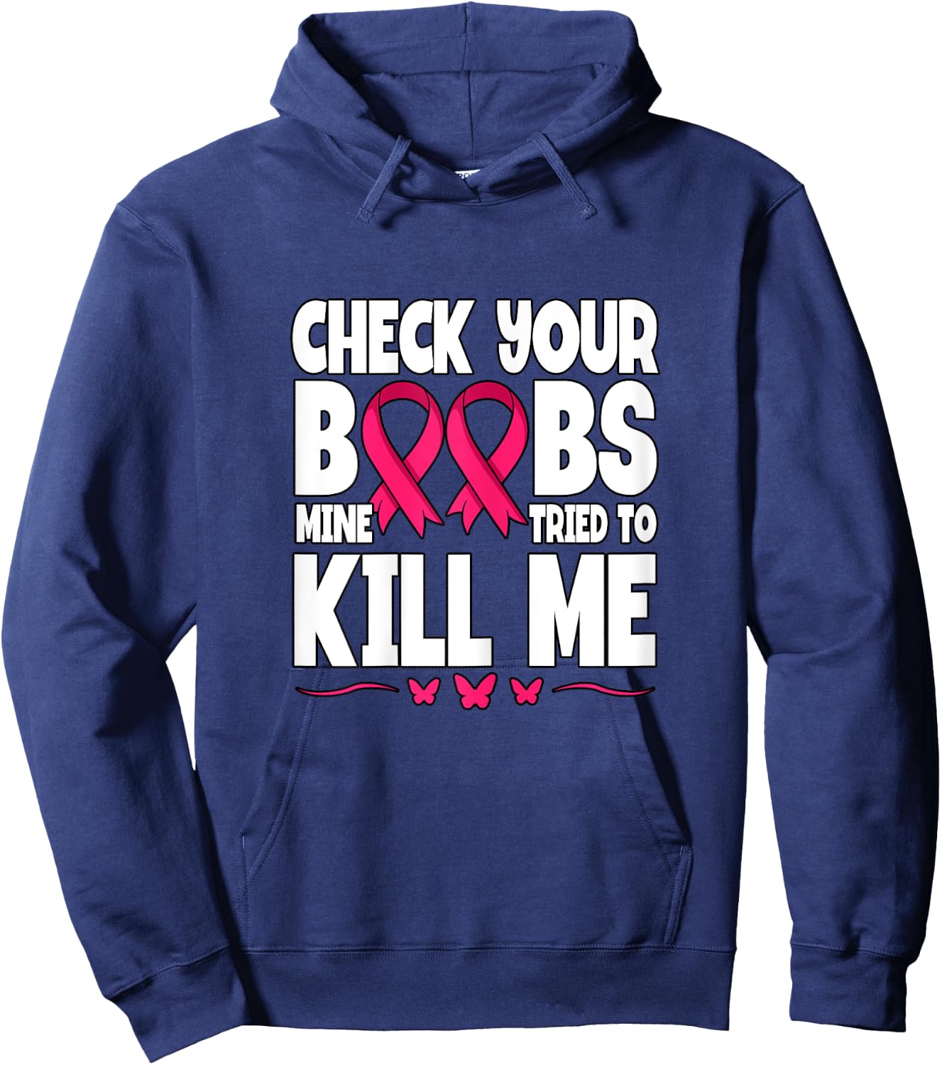 Check Your Boobs Breast Cancer Awareness Hoodie - Hoodie | Navy