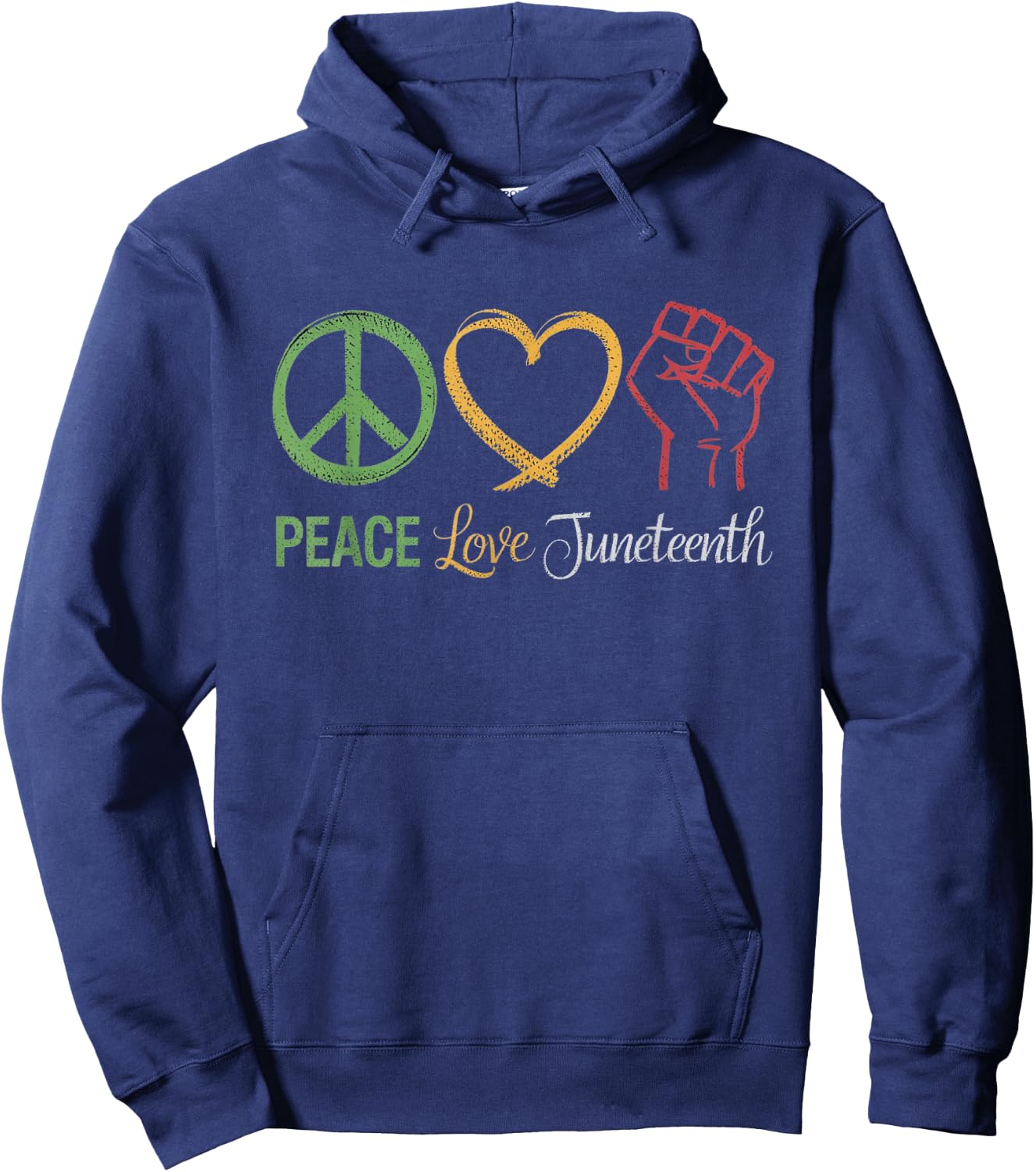 Peace Love Juneteenth African American Pride Hoodie - Hoodie | Navy