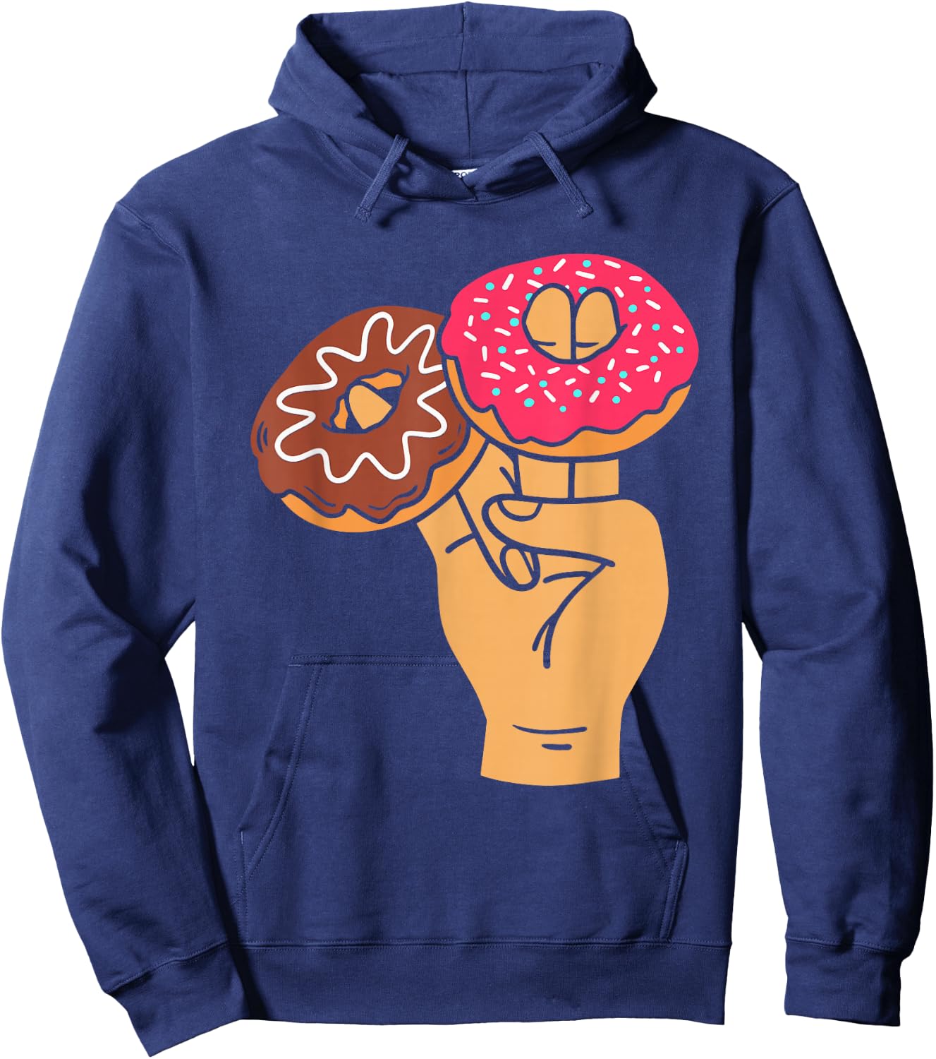 Two in The Pink One in The Stink Adult Humor Shocker Donut Hoodie - Hoodie | Navy