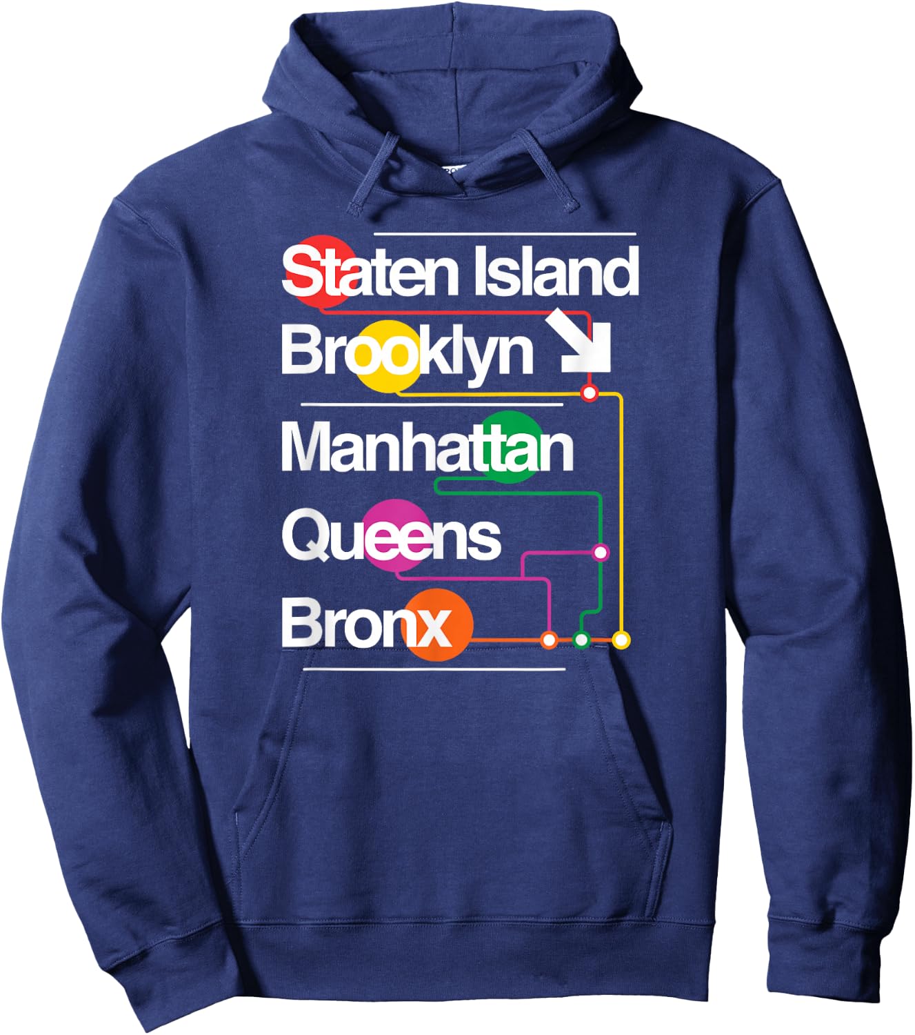The Big Apple New York City Five Boroughs NYC Subway Map Hoodie - Hoodie | Navy