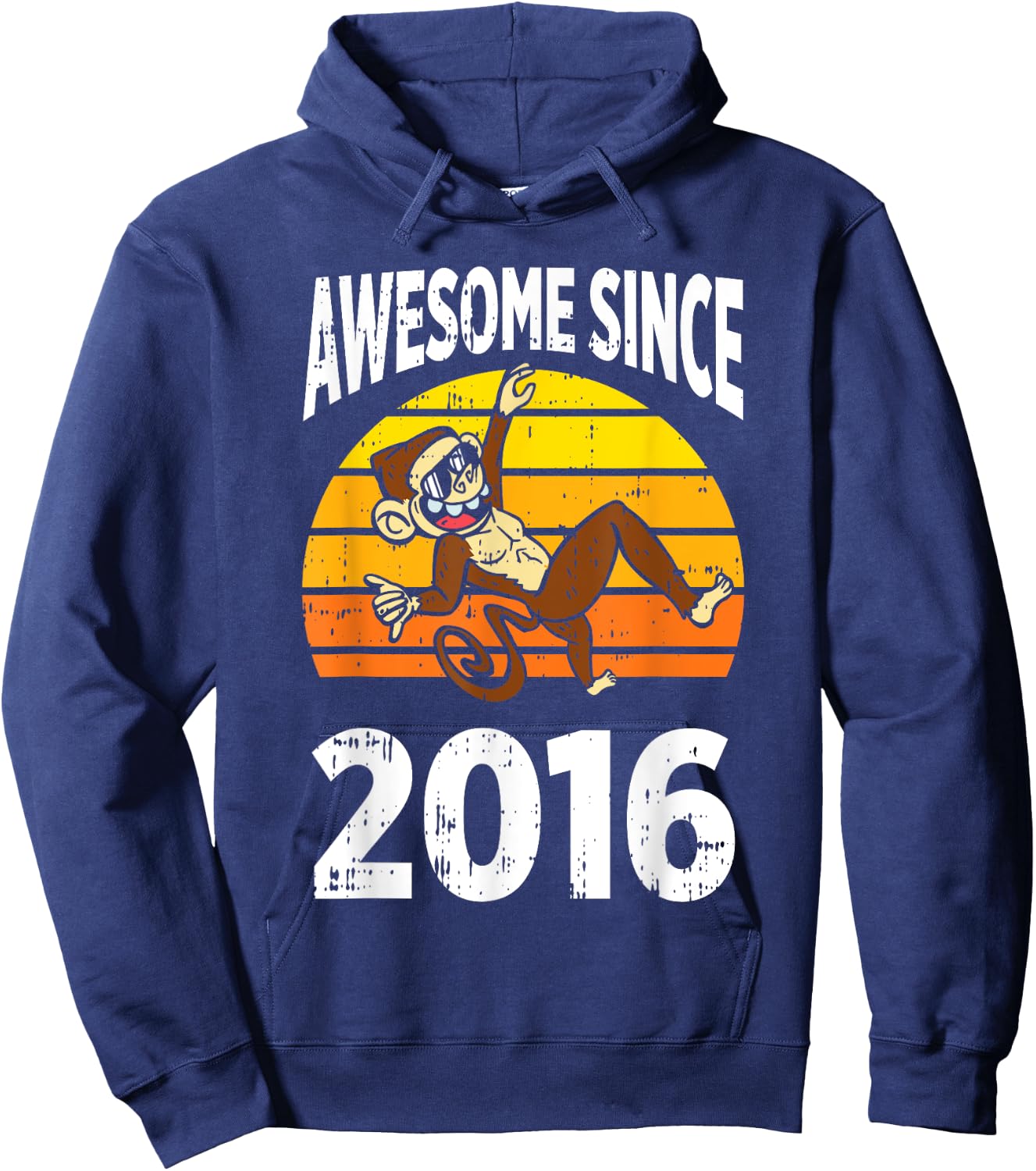 Monkey Awesome Since 2016 7th Birthday 7 Years Old Hoodie - Hoodie | Navy