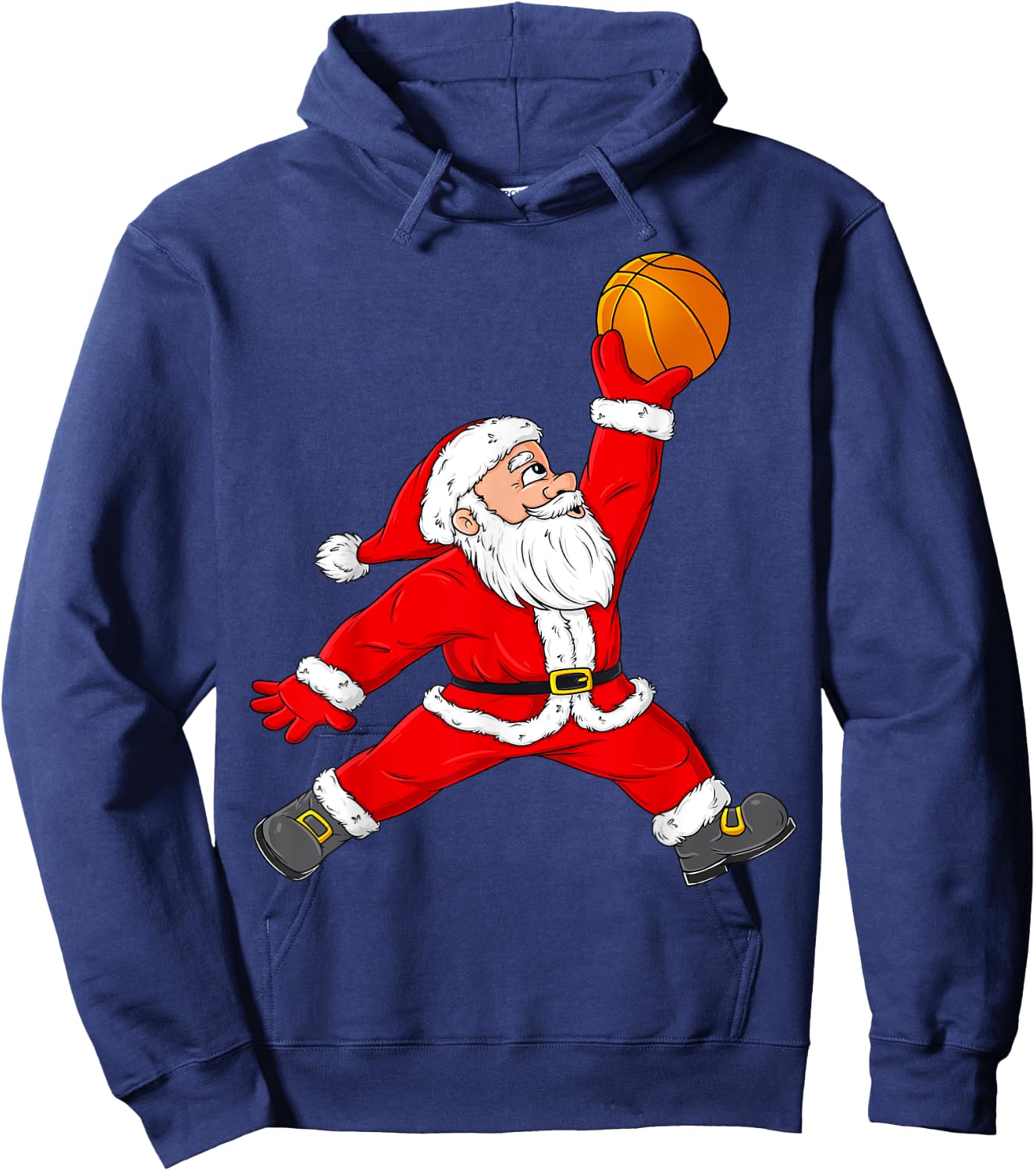 Christmas Santa Claus Basketball Funny Boys Kids Pajama Xmas Hoodie - Hoodie | Navy