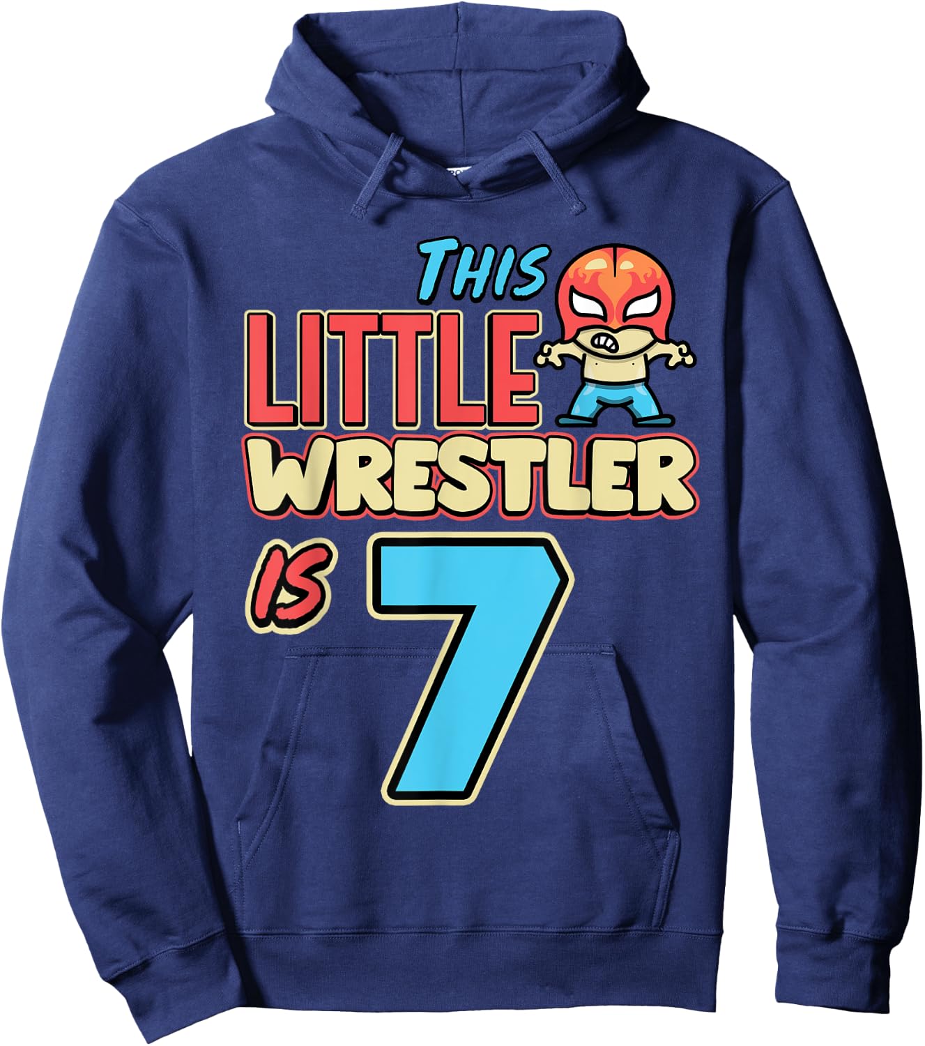 Wrestling Birthday This Little Wrestler Is 7th Birthday Hoodie - Hoodie | Navy