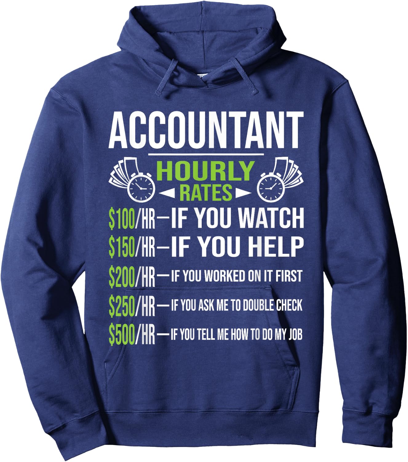 Accountant Hourly Rates - Funny Accounting CPA Humor Small Hoodie - Hoodie | Navy