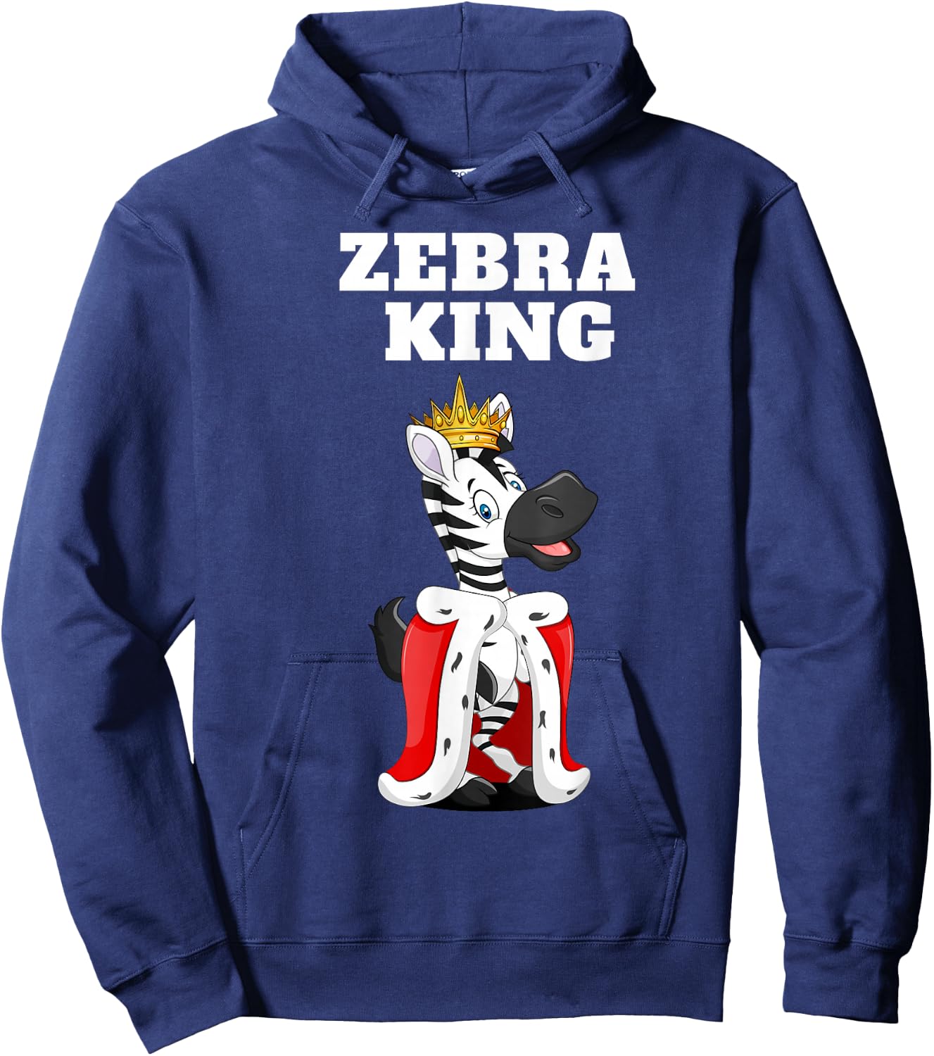 Zebra King Jungle Theme Party Fun Animal African Safari Hoodie - Hoodie | Navy