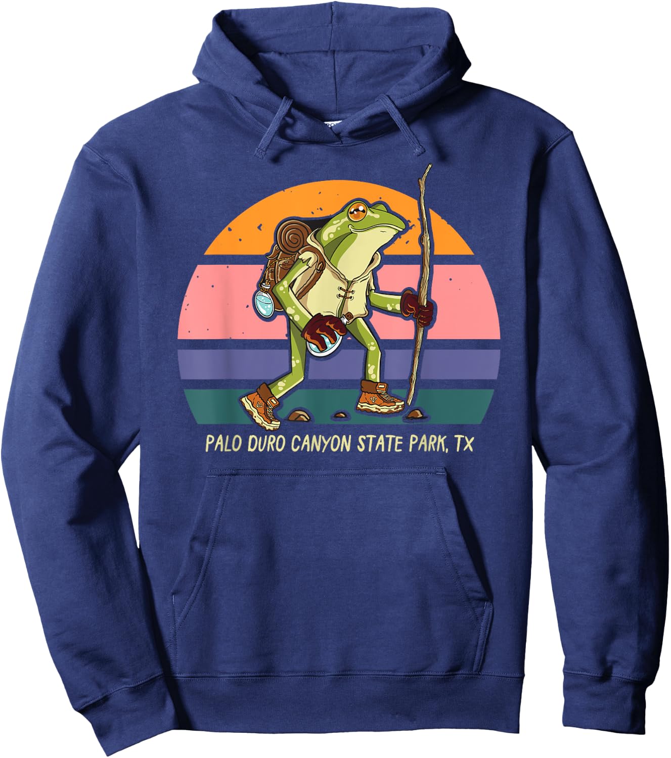 Palo Duro Canyon State Park Texas Hiking Frog Walker Camping Hoodie - Hoodie | Navy