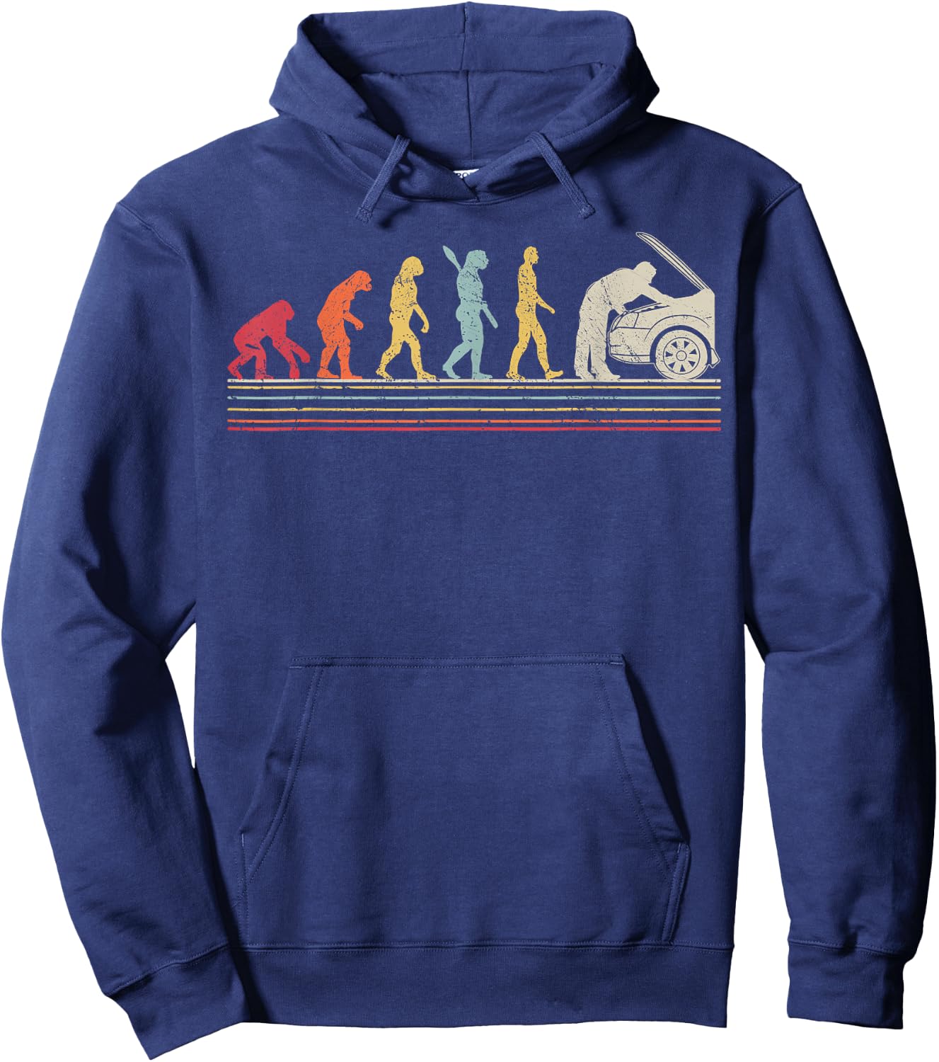 Vintage Style Car Mechanic Evolution Automotive Technician Hoodie - Hoodie | Navy