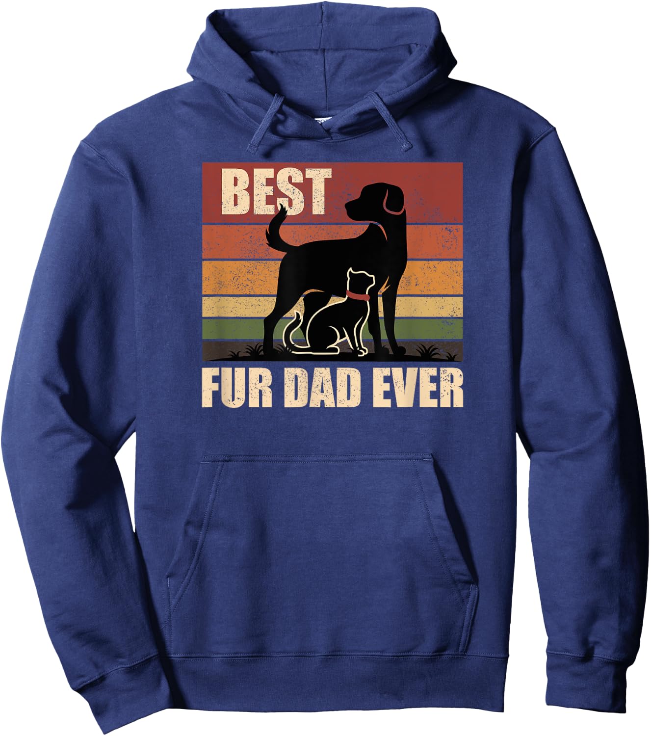 Funny Vintage Retro Best Fur Dad Ever for Dog And Cat Owner Hoodie - Hoodie | Navy