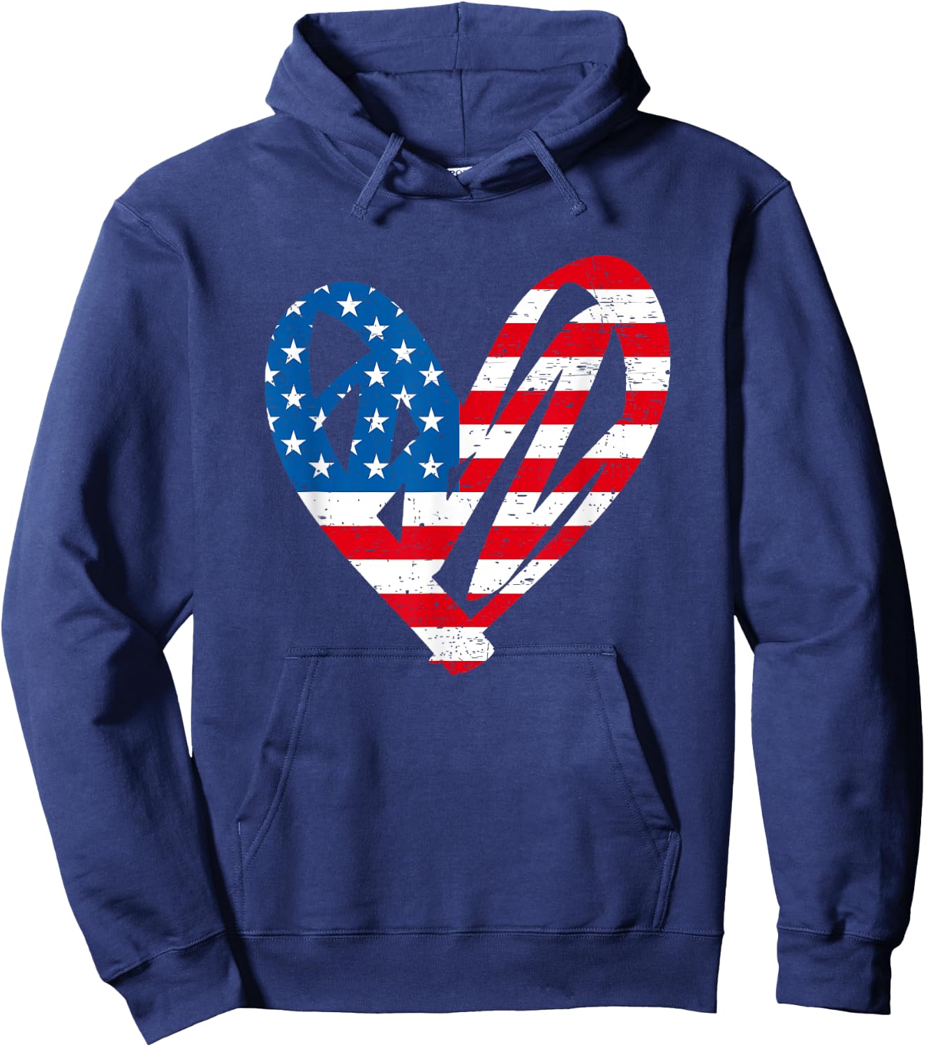 4th July Partiotic Heart Independence Day | & Hoodie - Hoodie | Navy