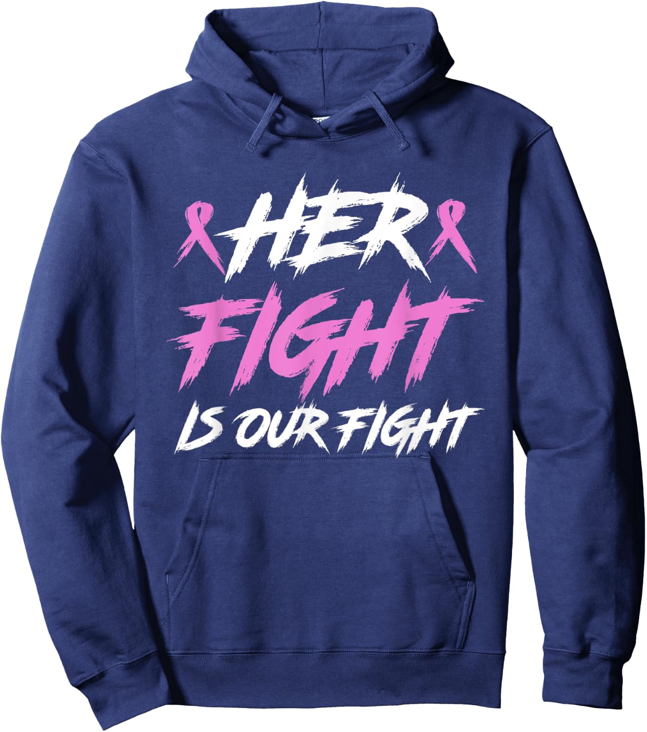 Her Fight Our Fight Family Breast Cancer Awareness Men Kid Hoodie - Hoodie | Navy