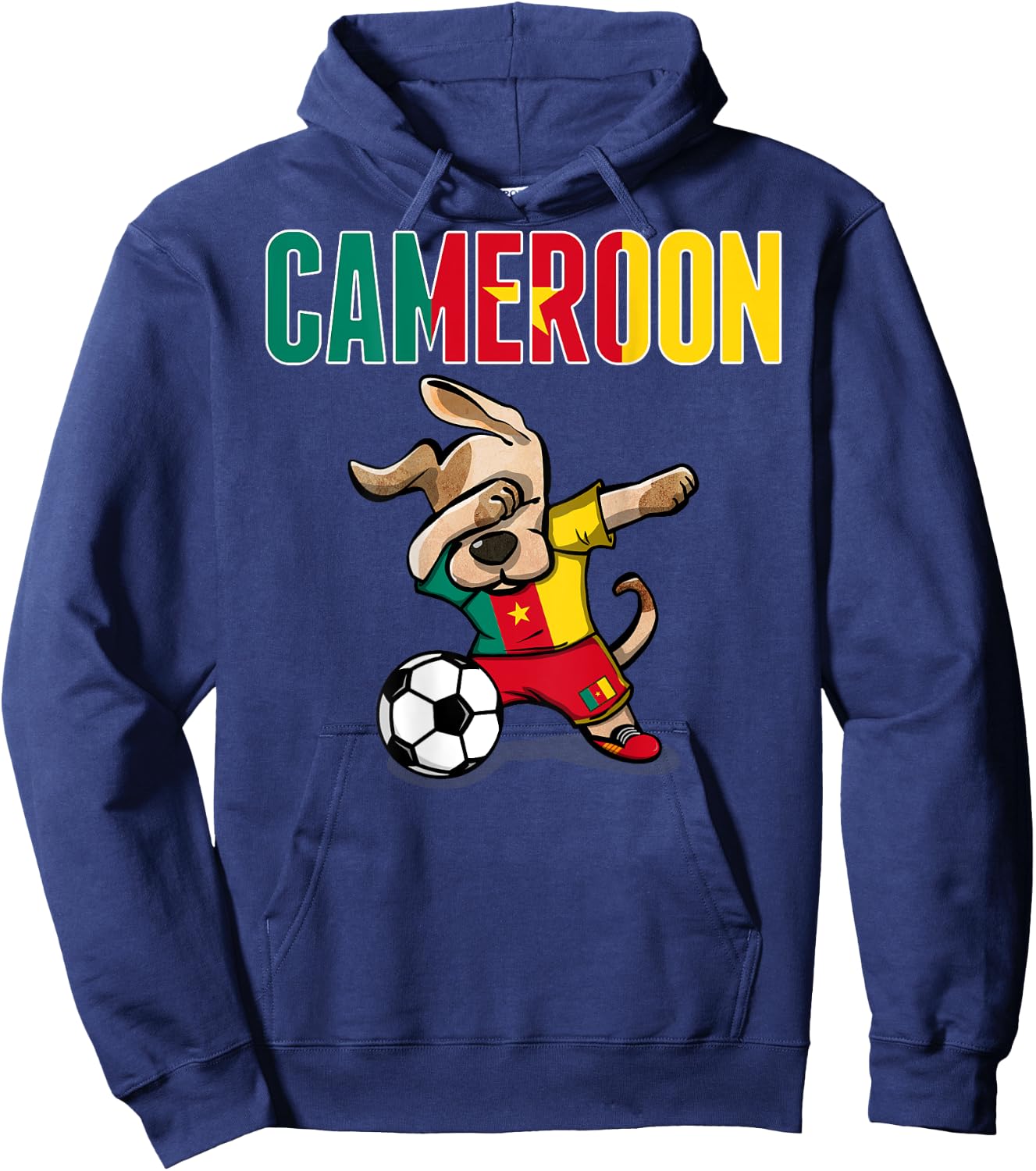 Dabbing Dog Cameroon Soccer Lovers Jersey Cameroonian Flag Men Women Kids Hoodie - Hoodie | Navy