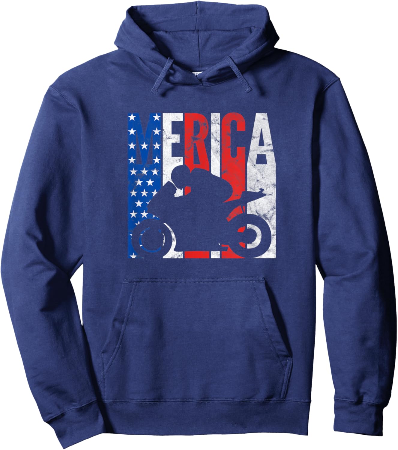 Merica American Flag Sportbike Biker 4th Of July Motorcycle Men Hoodie - Hoodie | Navy