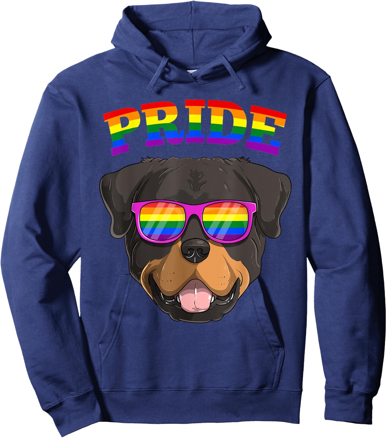 LGBT Rottweiler Dog Gay Pride Rainbow LGBTQ Cute Hoodie - Hoodie | Navy