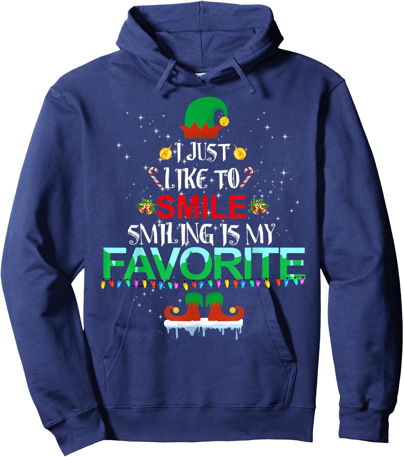I Just Like To Smile Smiling Is My Favorite Elf Christmas Hoodie - Hoodie | Navy