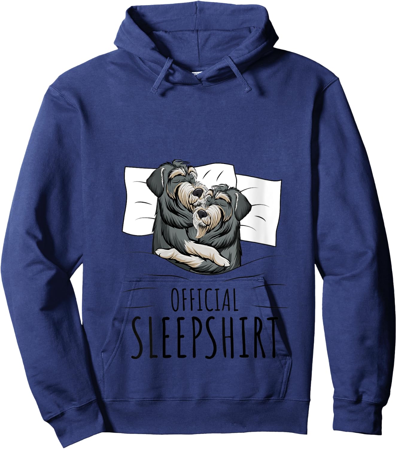 Sleeping Miniature Schnauzer Pajama Official Sleepshirt V-Neck Hoodie - Hoodie | Navy