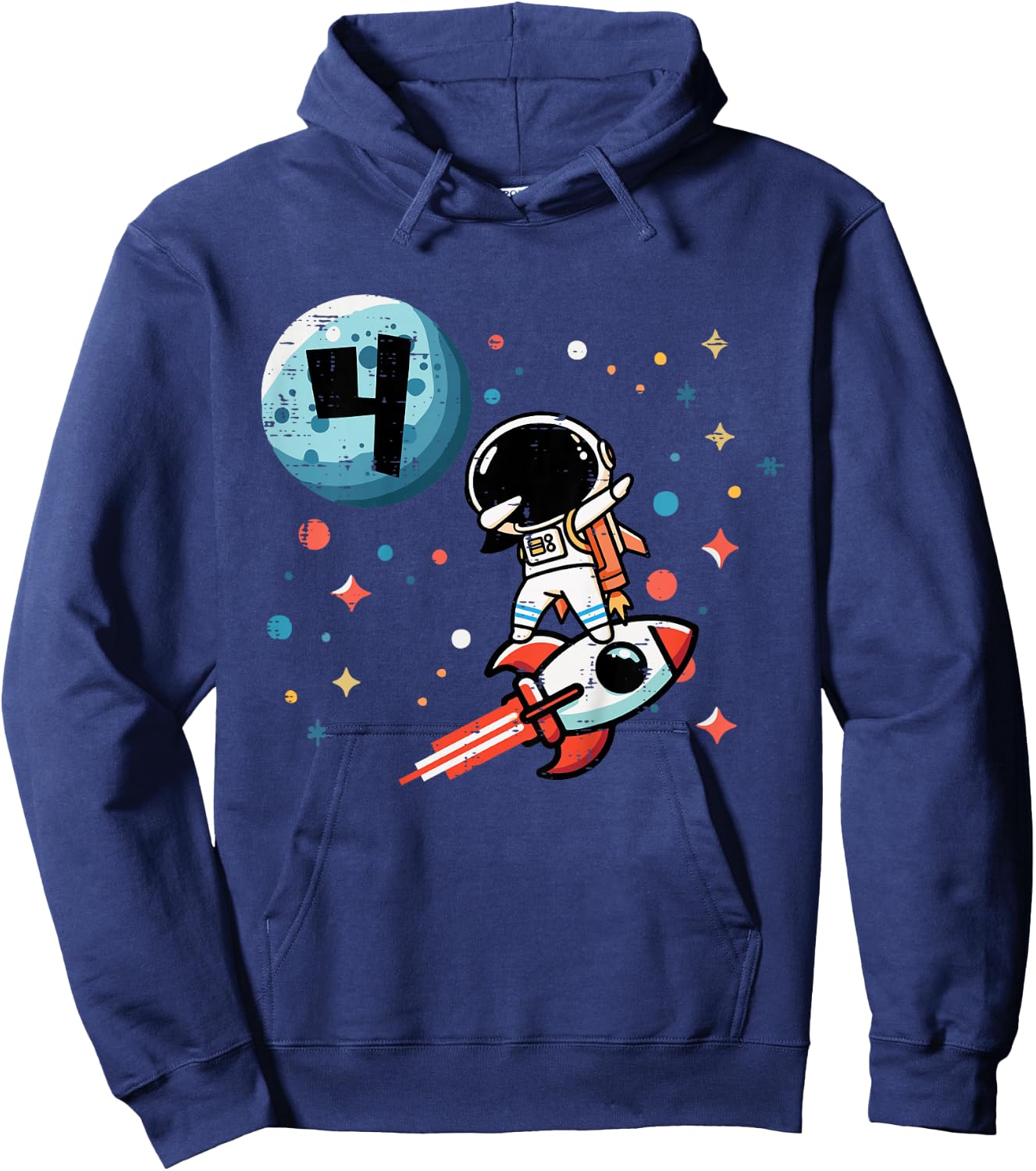 Kids 4th Birthday Astronaut Dab Rocket 4 Year Old Bday Boys Kids Hoodie - Hoodie | Navy