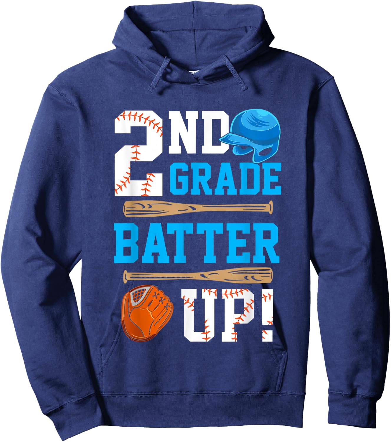 Back To School 2nd Grade Batter Up Baseball First Day Boys Hoodie - Hoodie | Navy