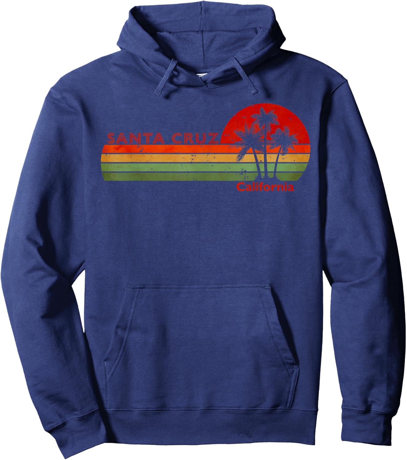 Santa Cruz California Retro Vintage Sunset Hoodie - Hoodie | Navy