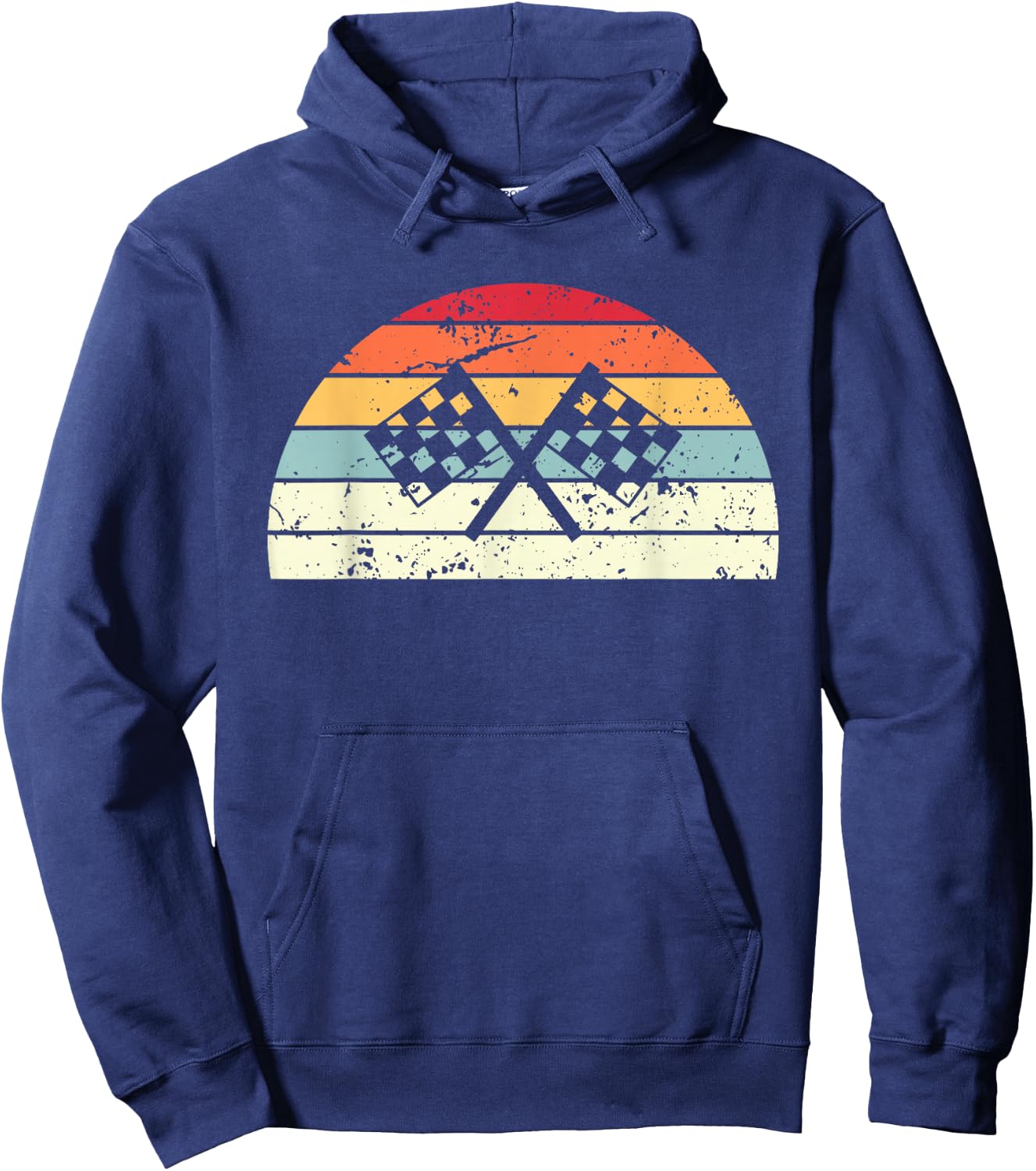 Vintage Racing Sunset Men Women distressed Sunrise Hoodie - Hoodie | Navy