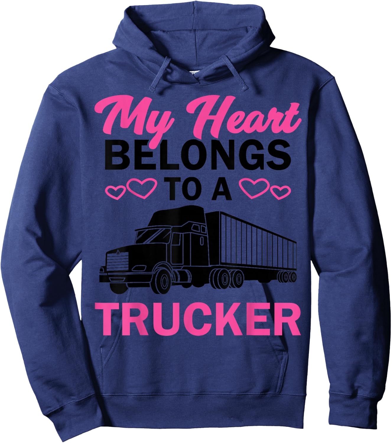 Cool Truckers Wife Gift Funny Truck Driver Girl Hoodie - Hoodie | Navy