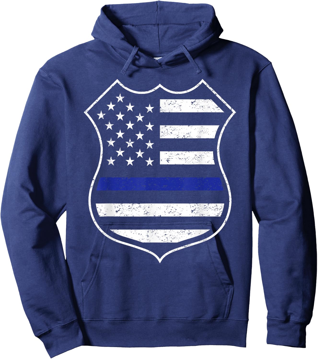 Thin Blue Line American Flag Boys Girls USA Men Police Badge Hoodie - Hoodie | Navy