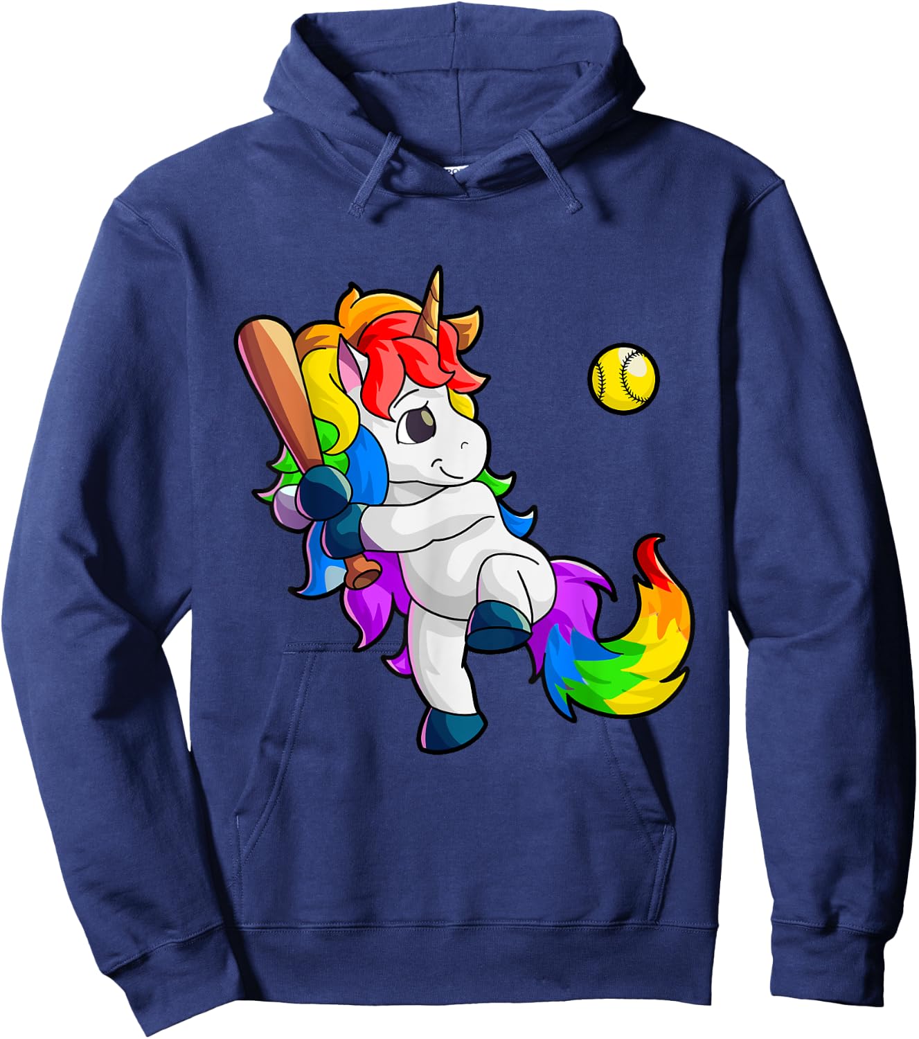 Unicorn Softball Girls Women Baseball Softball Player Hoodie - Hoodie | Navy