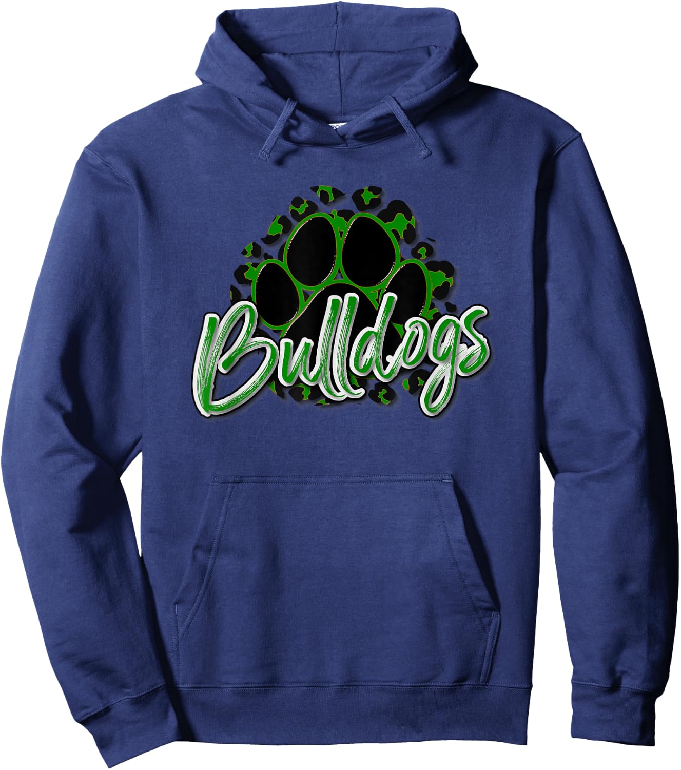 Bulldogs Green Black Cheetah School Sports Fan Team Spirit Hoodie - Hoodie | Navy