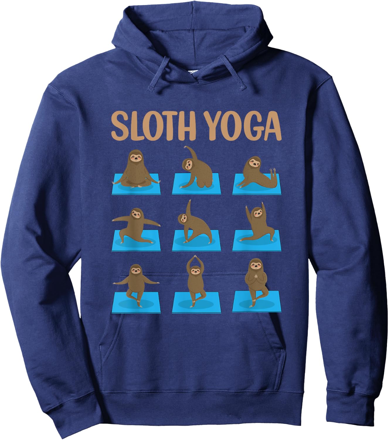 Sloth Yoga Cute Animal Baby Sloth Yoga Poses Zen Graphics Hoodie - Hoodie | Navy