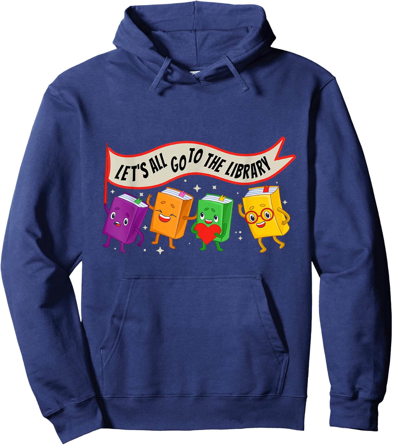 Librarian Let's All Go To The Library Cute Groovy Book Lover Hoodie - Hoodie | Navy