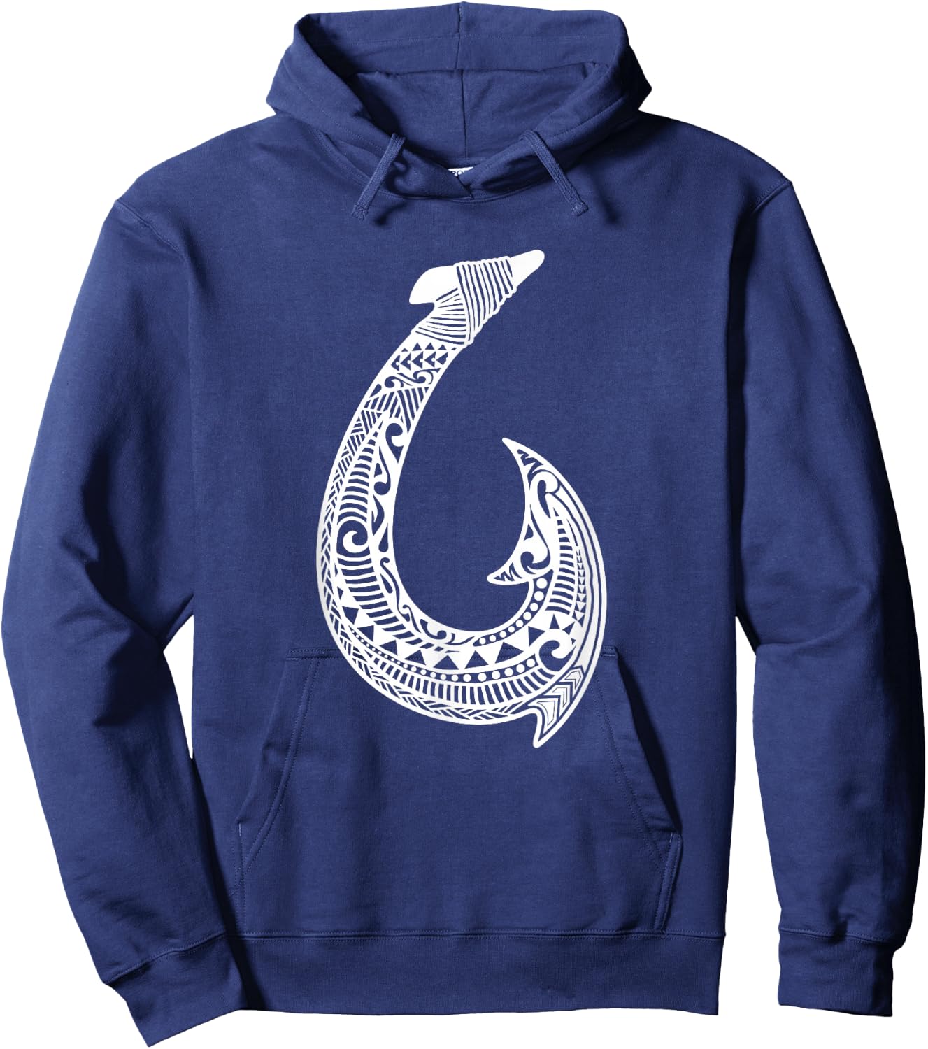 Tribal Hawaiian Fish Hook Pacific Islander Hawaiian Design Hoodie - Hoodie | Navy