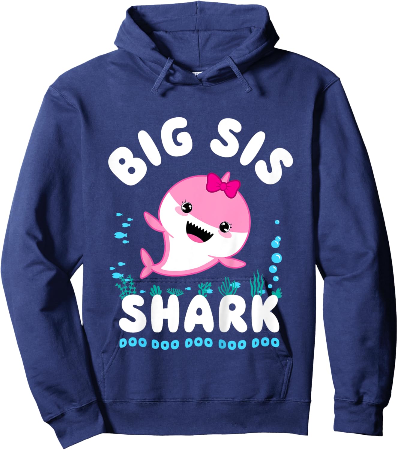 Big Sis Shark Big Sister Kawaii Hoodie - Hoodie | Navy