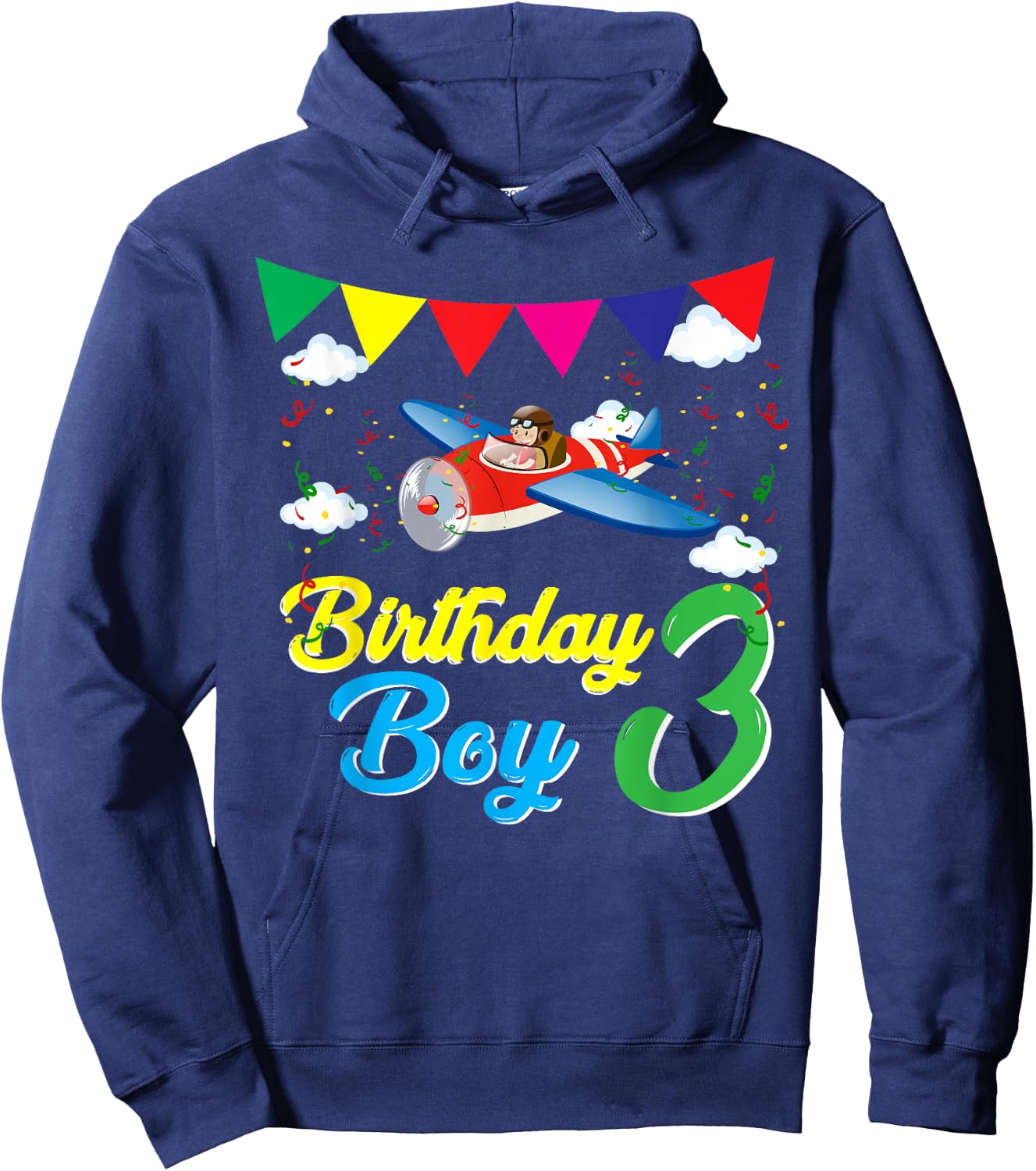 3rd Birthday Boy Airplane Pilot | 3 y old Gift Hoodie - Hoodie | Navy
