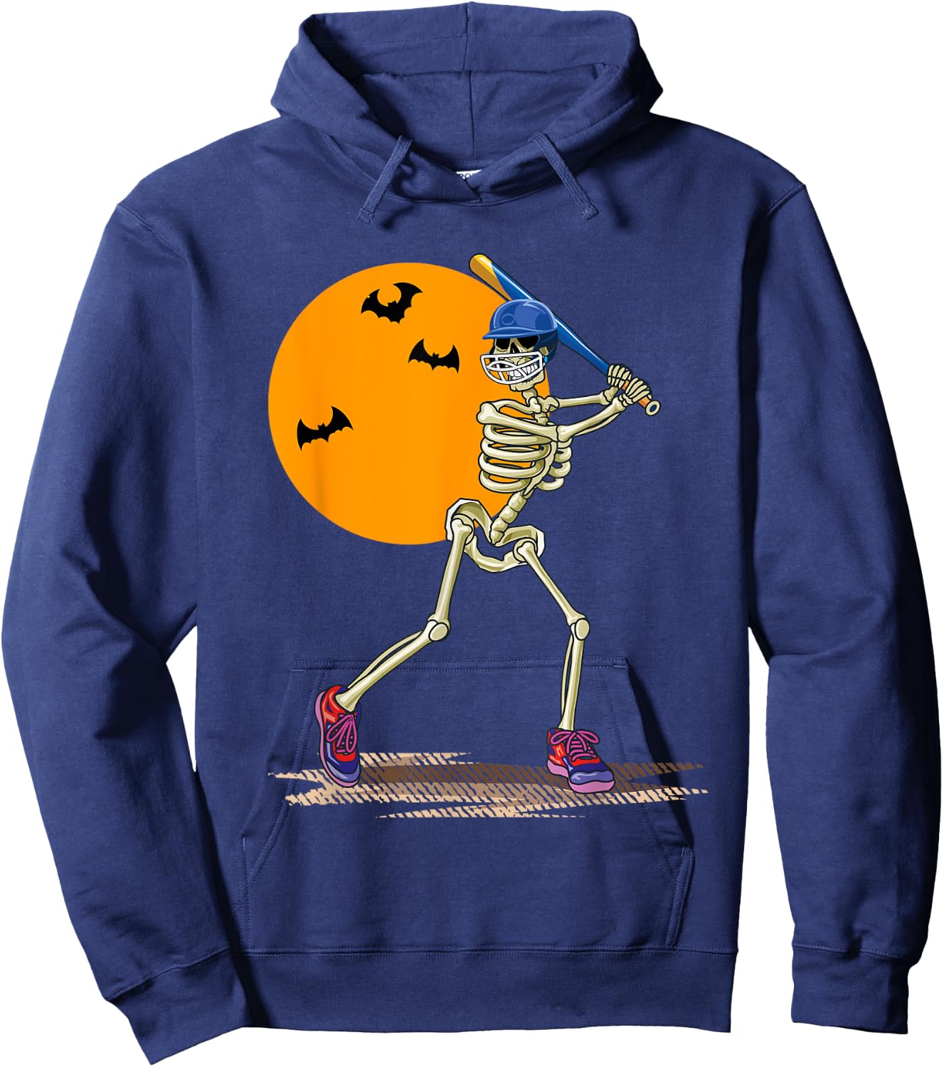 Baseball Skeleton Halloween Men Boys Baseball Halloween Hoodie - Hoodie | Navy