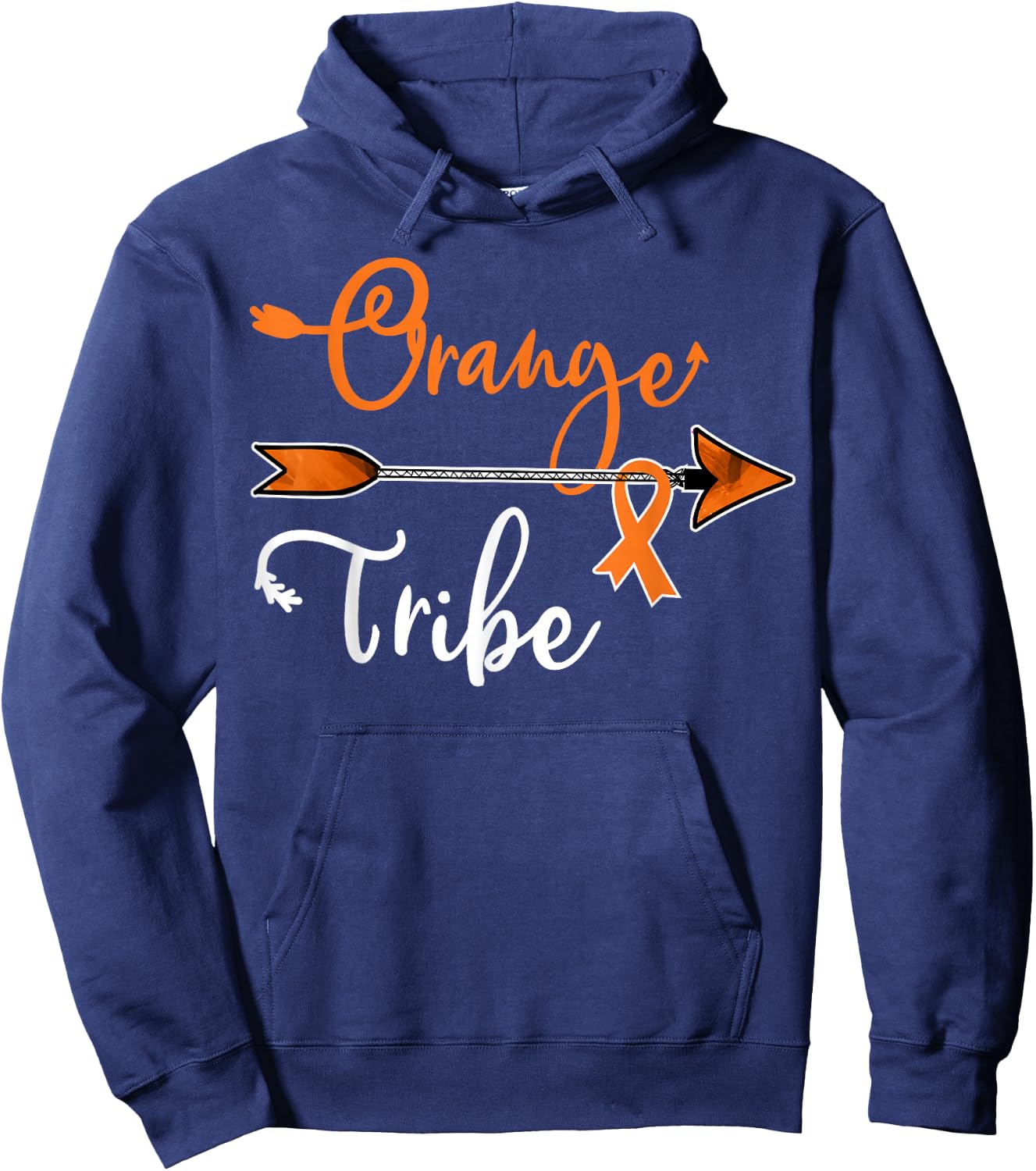 Kidney Leukemia Cancer Awareness Orange Ribbon Tribe Hoodie - Hoodie | Navy