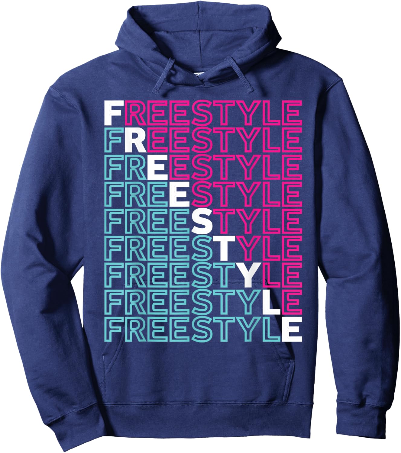 Freestyle Full Front 80s Electronic Dance Music Hoodie - Hoodie | Navy