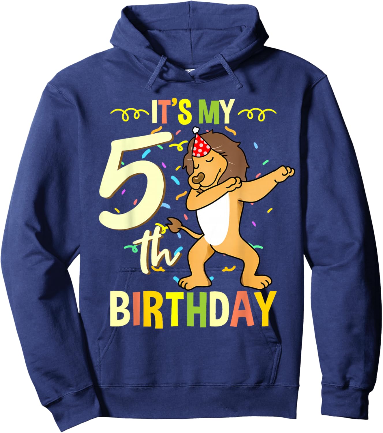 Its My 5th Birthday Dabbing Lion Hoodie - Hoodie | Navy