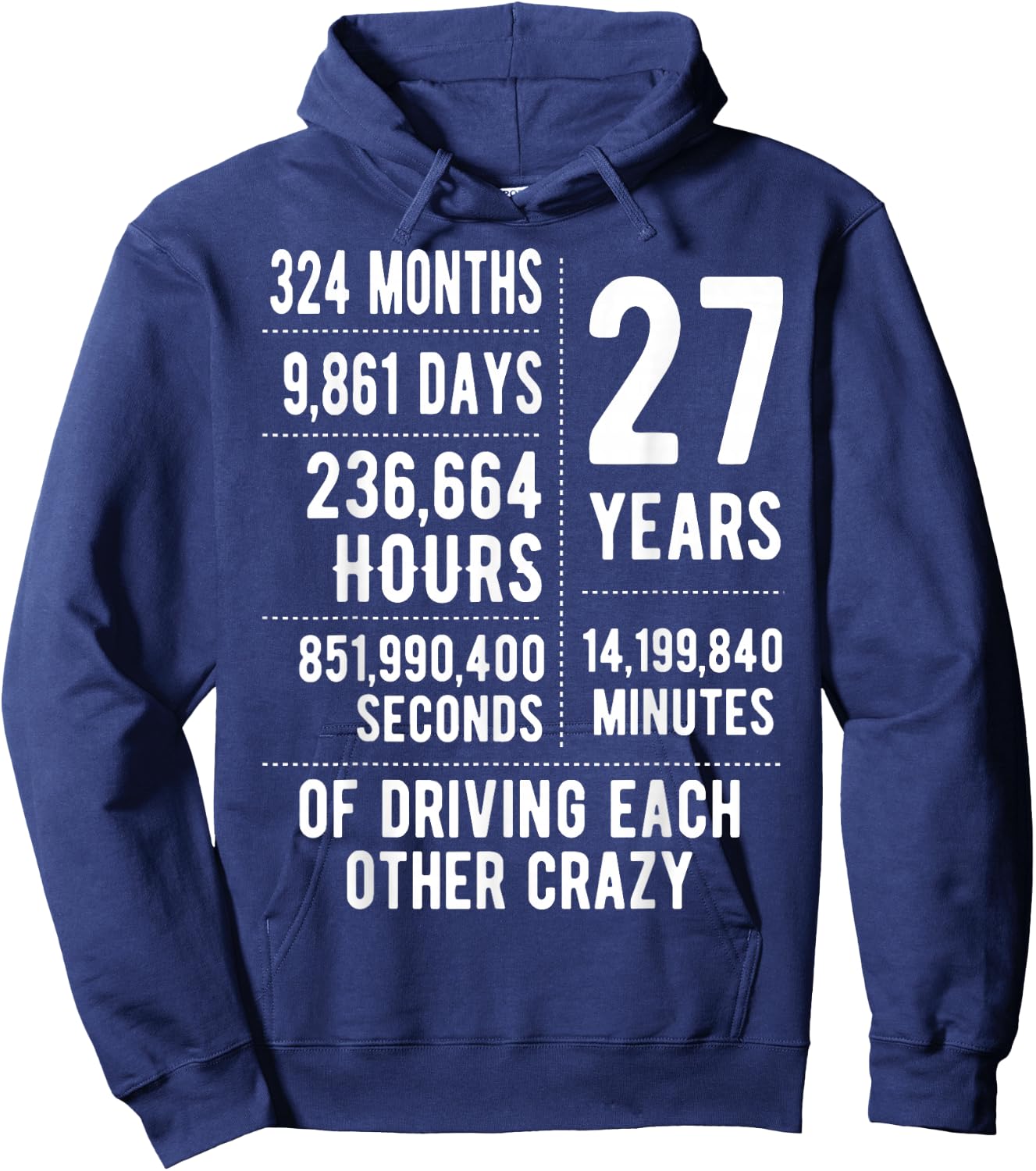 27 Years Married Funny 27th Wedding Anniversary Hoodie - Hoodie | Navy