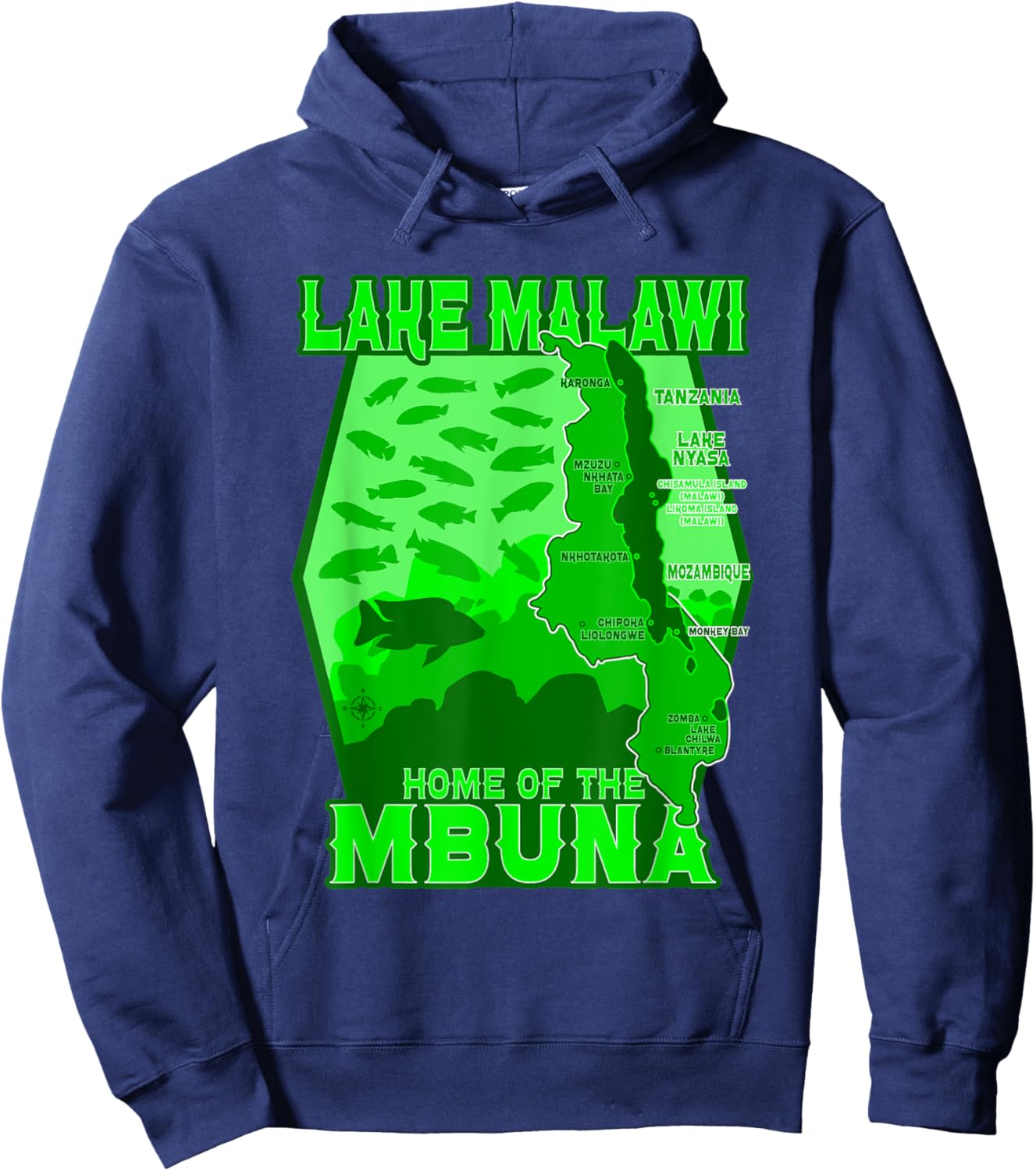 Lake Malawi Africa Cichlids Aquarium Fish Mbuna Peacock Hoodie - Hoodie | Navy