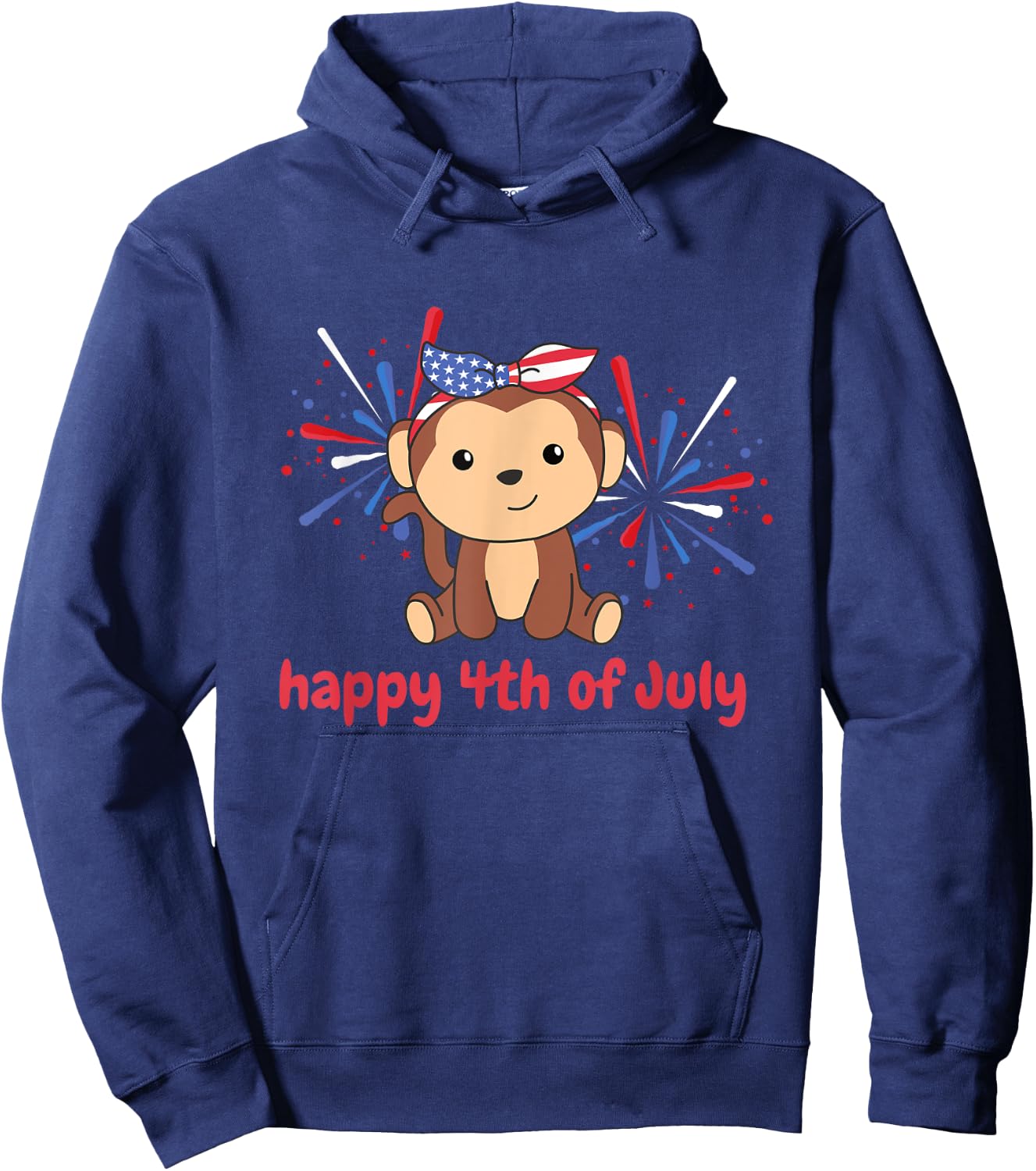 4th Of July American Monkey For Kids Usa Fireworks Monkey Hoodie - Hoodie | Navy