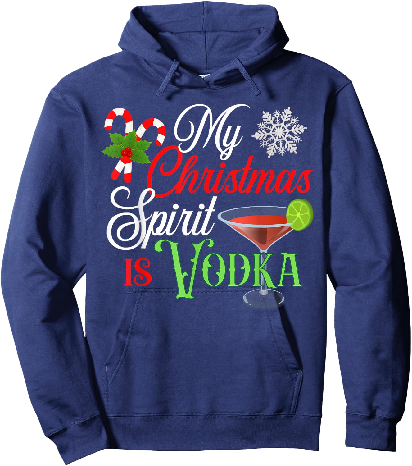 My Christmas Spirit is Vodka Funny Holiday Drinking Hoodie - Hoodie | Navy