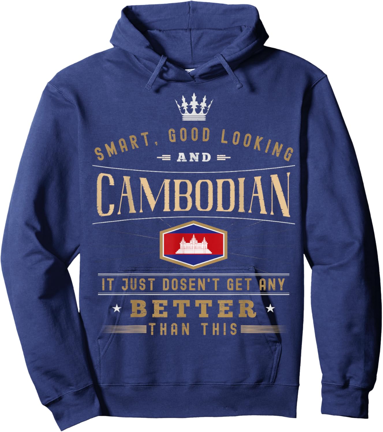 Cambodia Flag Souvenirs for Cambodians Men & Women Hoodie - Hoodie | Navy