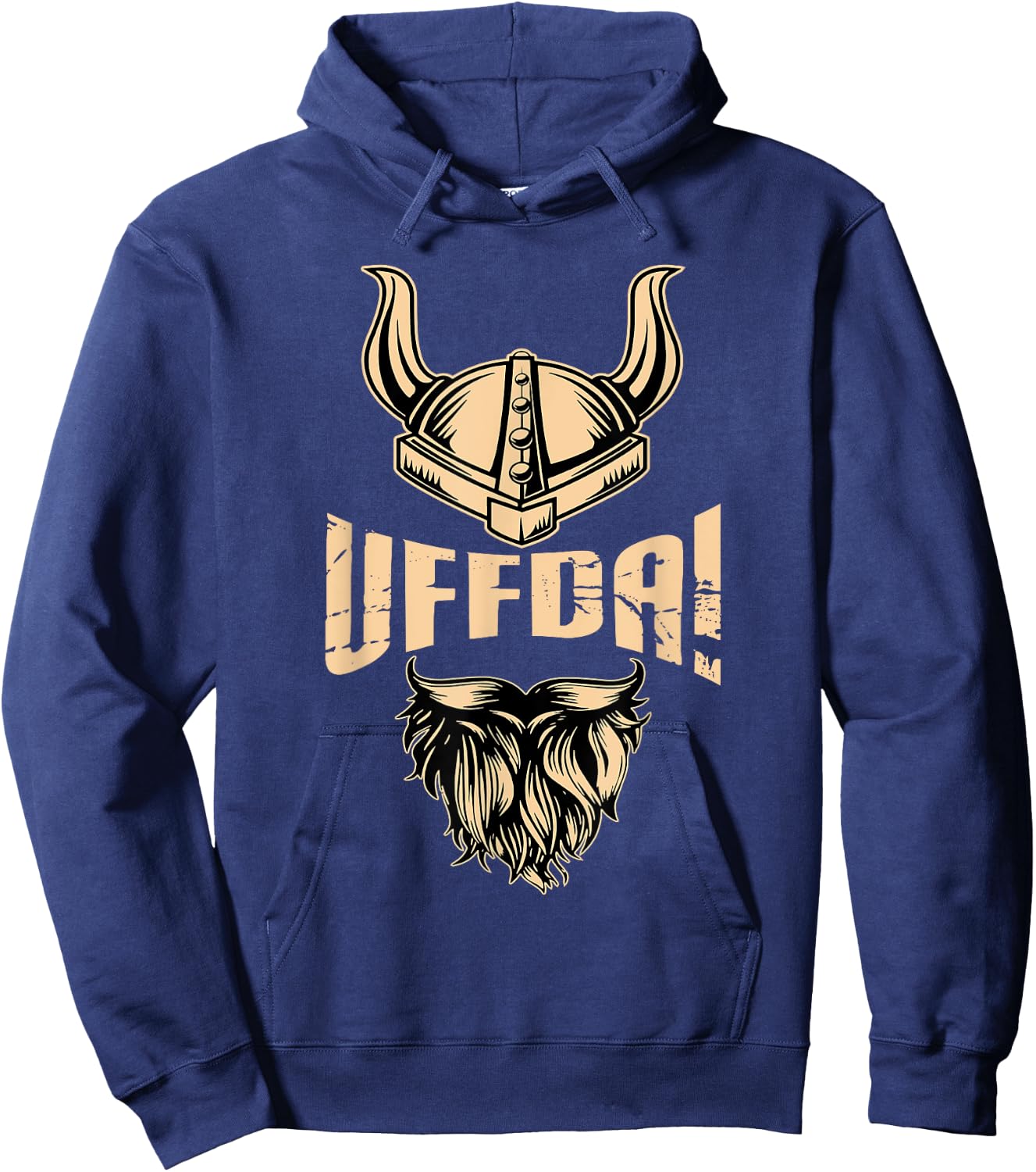 Norse Viking sayings Norsemen warrior Uff Da American Norwegian Quote Roots Viking Helmet Beard Hoodie - Hoodie | Navy