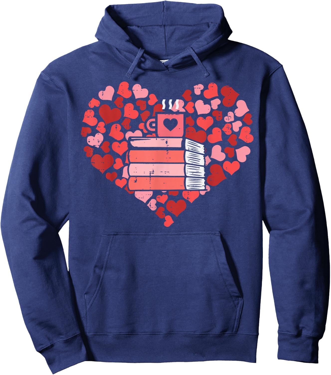 Book Heart Cute Read Book Reading Librarian Across America Hoodie - Hoodie | Navy