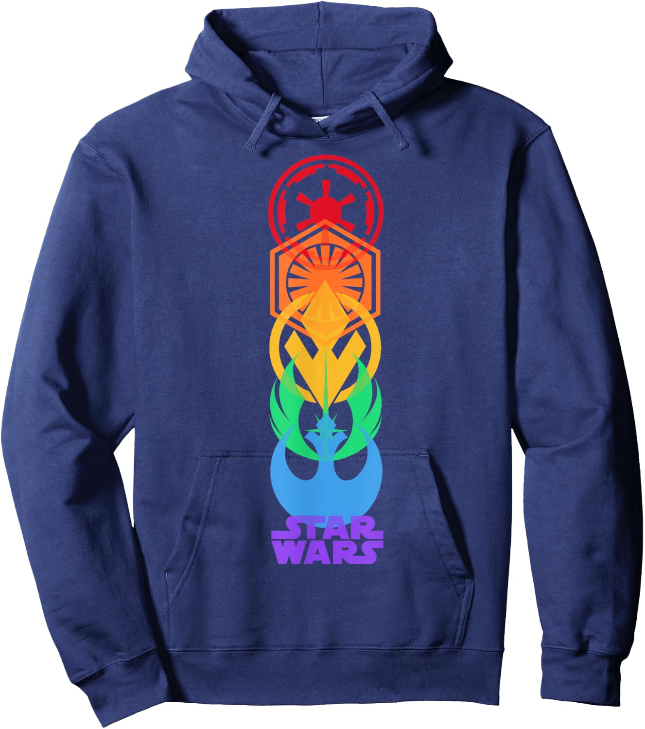 Star Wars Rainbow Logo Stack Hoodie - Hoodie | Navy