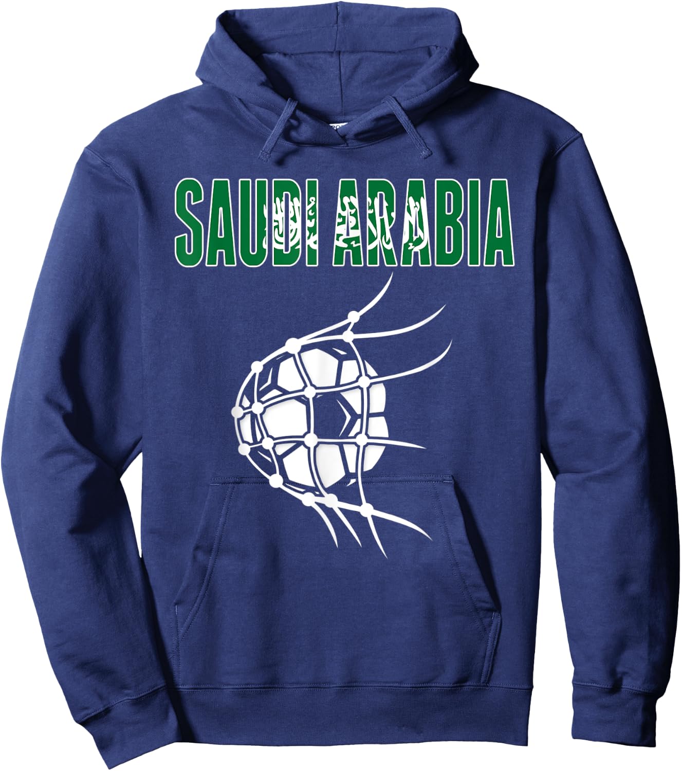 Saudi Arabia Soccer Fans Jersey - Saudi Flag Football In Net Hoodie - Hoodie | Navy
