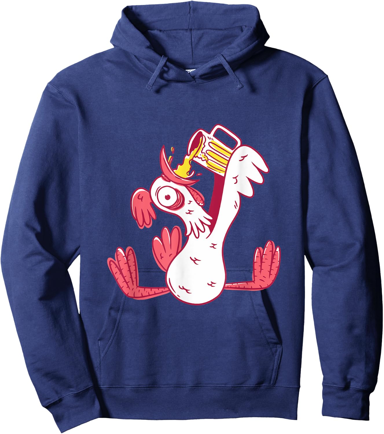 Funny Drunk Rooster Animal Chicken Beer Alcohol Party Gift Hoodie - Hoodie | Navy