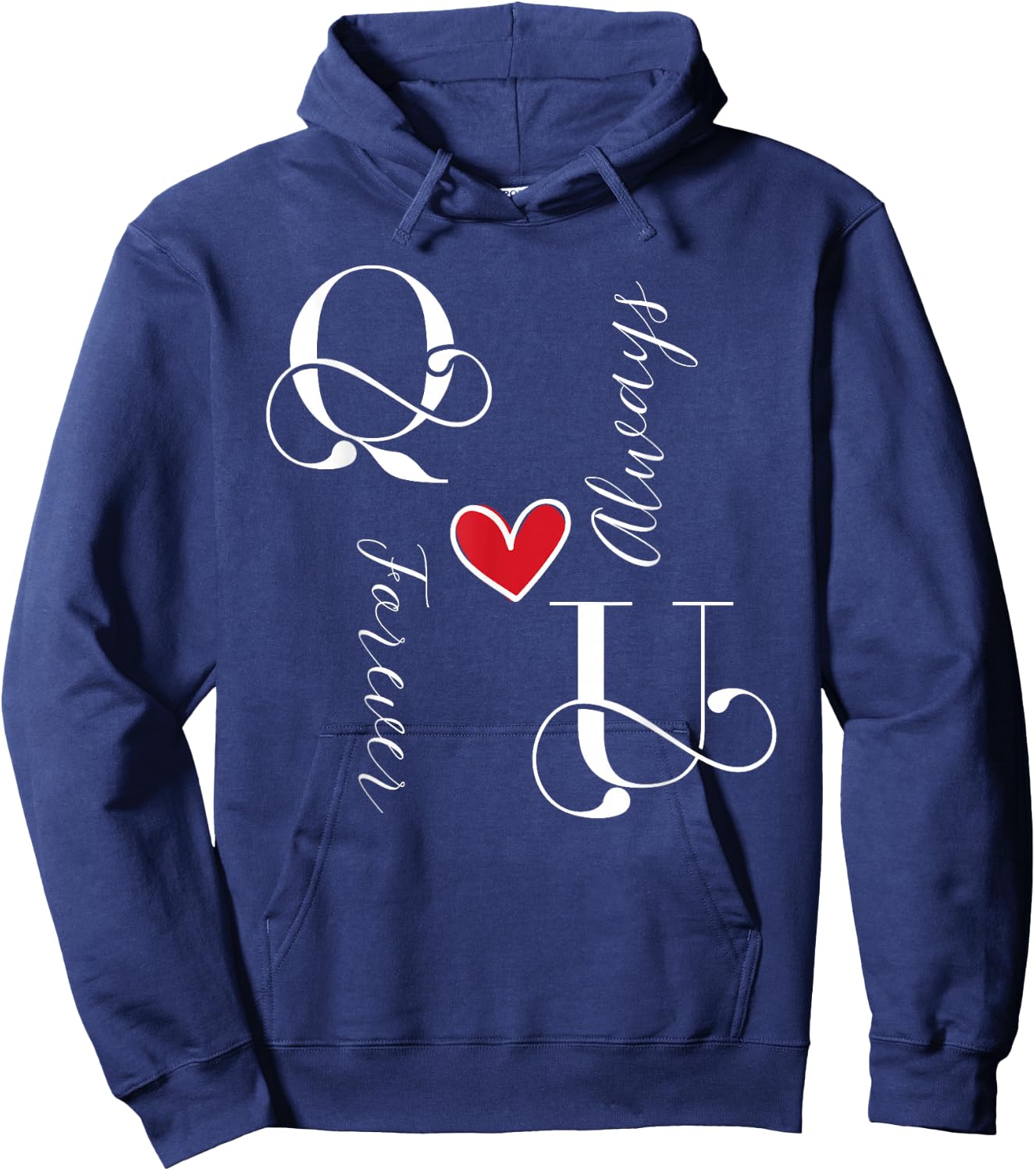 U & Q Couples Initials, Wedding, Anniversary, Mr & Mrs Hoodie - Hoodie | Navy
