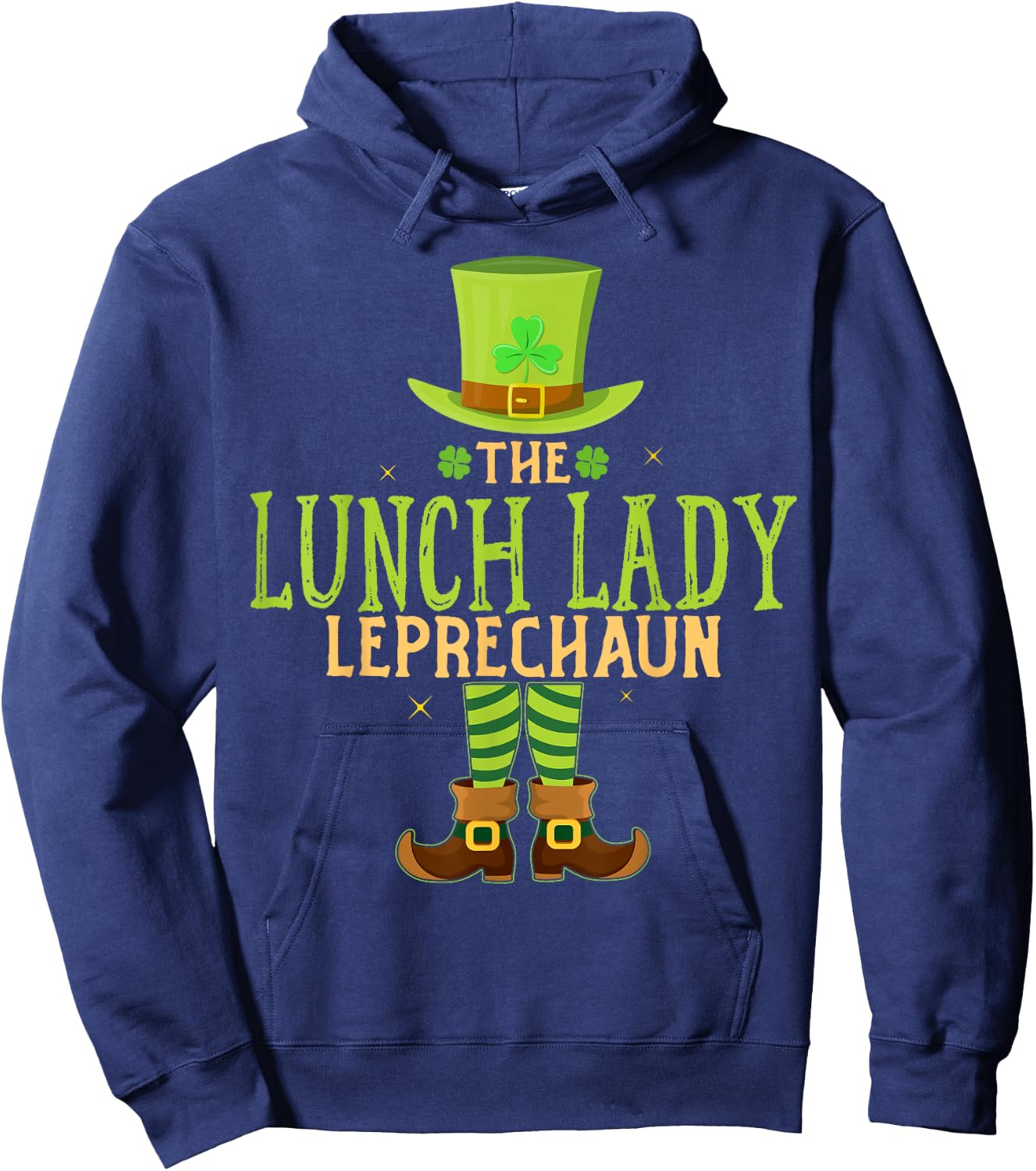 The Lunch Lady Leprechaun Funny Matching St Patricks Day Hoodie - Hoodie | Navy
