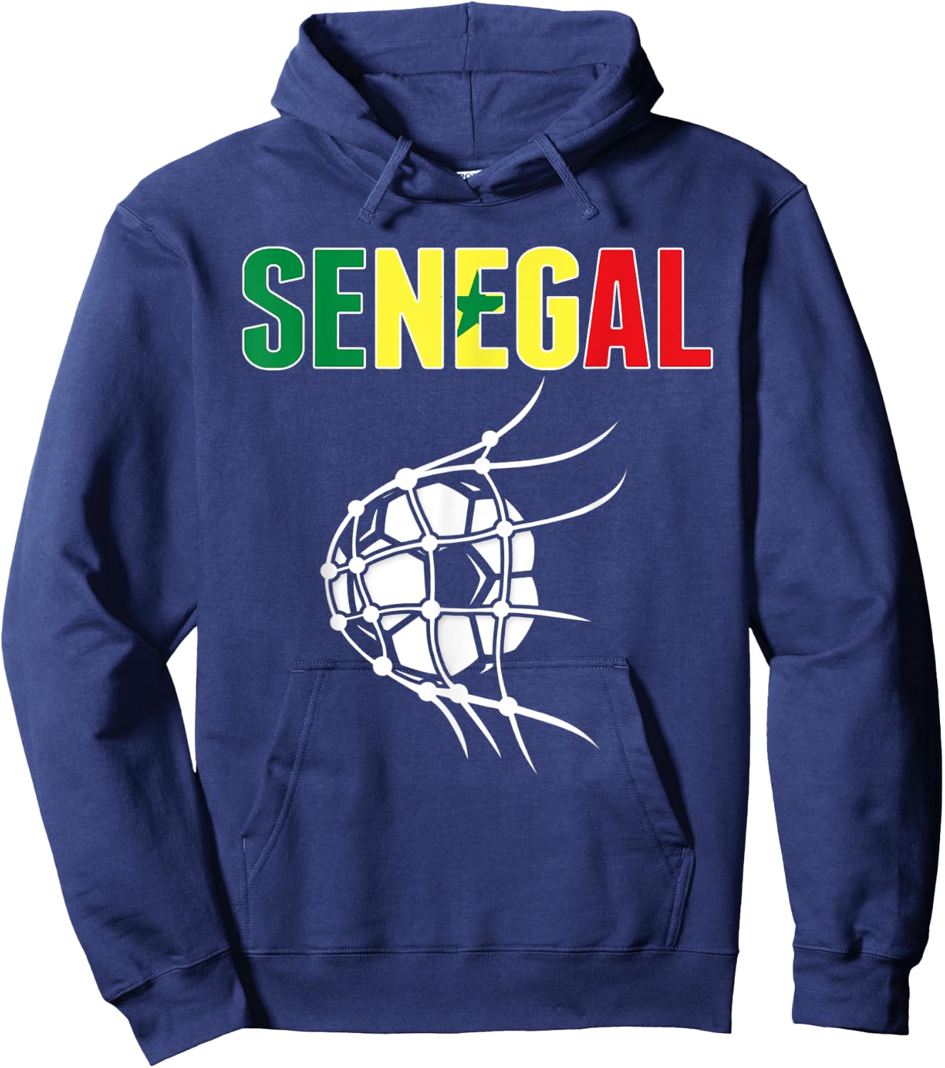 Senegal Soccer Fans Jersey - Senegalese Flag Football In Net Hoodie - Hoodie | Navy