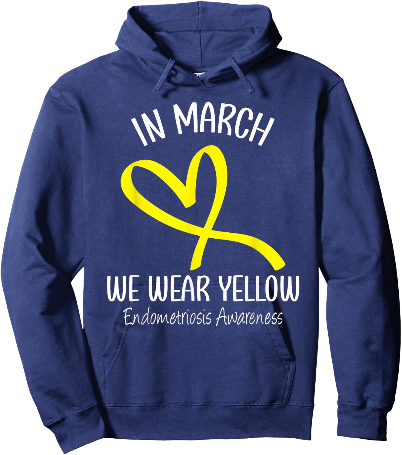 Heart In March We Wear Yellow Endometriosis Awareness Hoodie - Hoodie | Navy